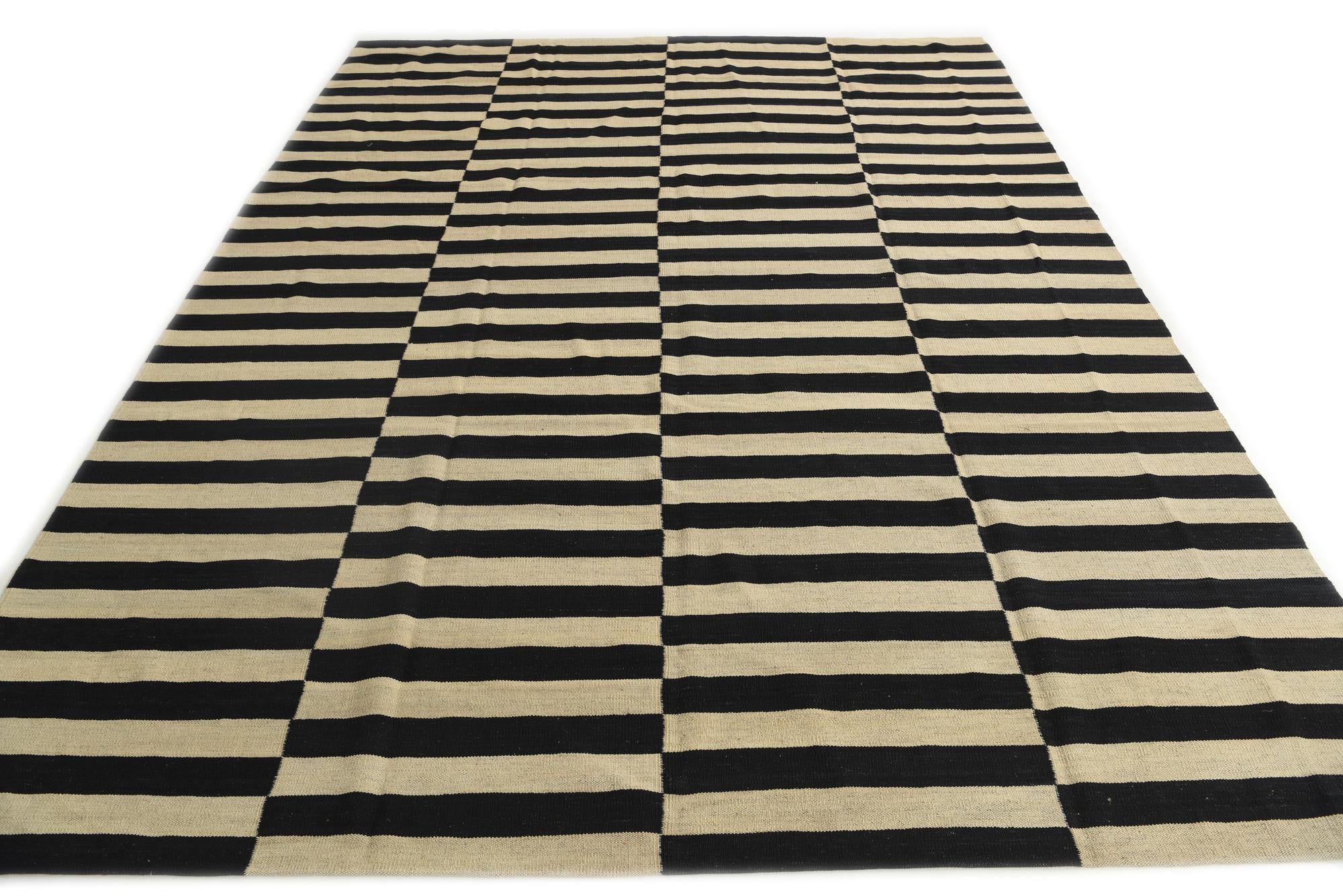 8' 7 x 11' 3 Hand Woven Kilim Modern Wool Rug
