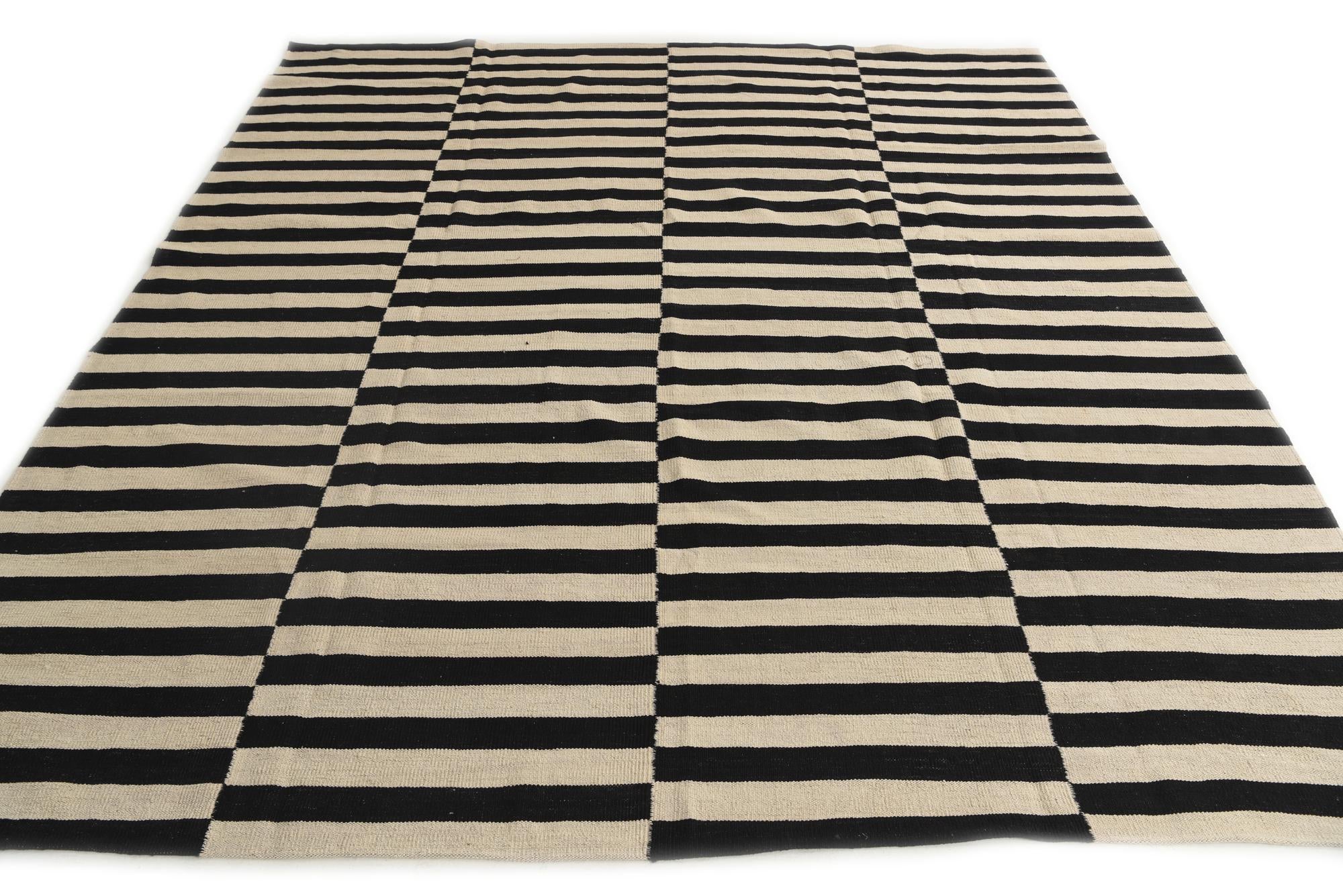 8' 7 x 9' 7 Hand Woven Kilim Modern Wool Rug
