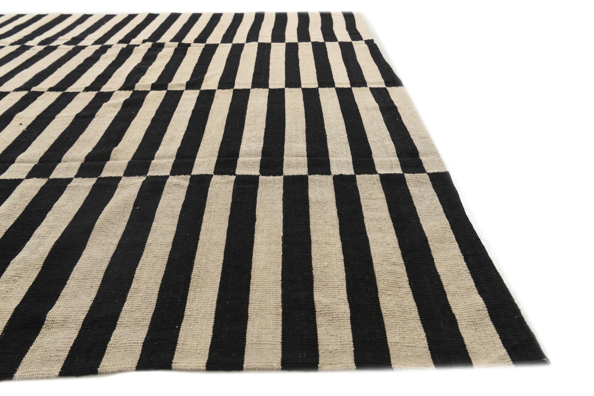 8' 7 x 9' 7 Hand Woven Kilim Modern Wool Rug
