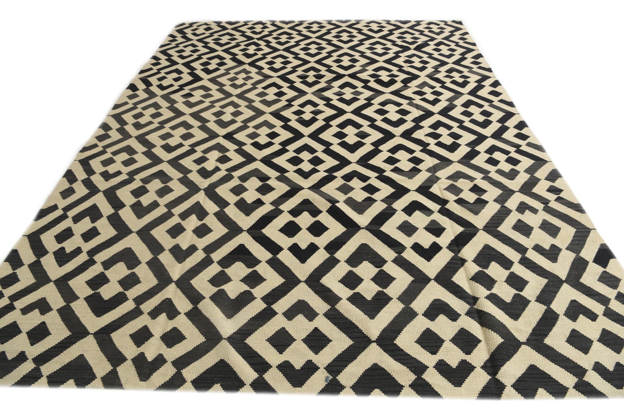 8' 6 x 11' 4 Hand Woven Kilim Modern Wool Rug