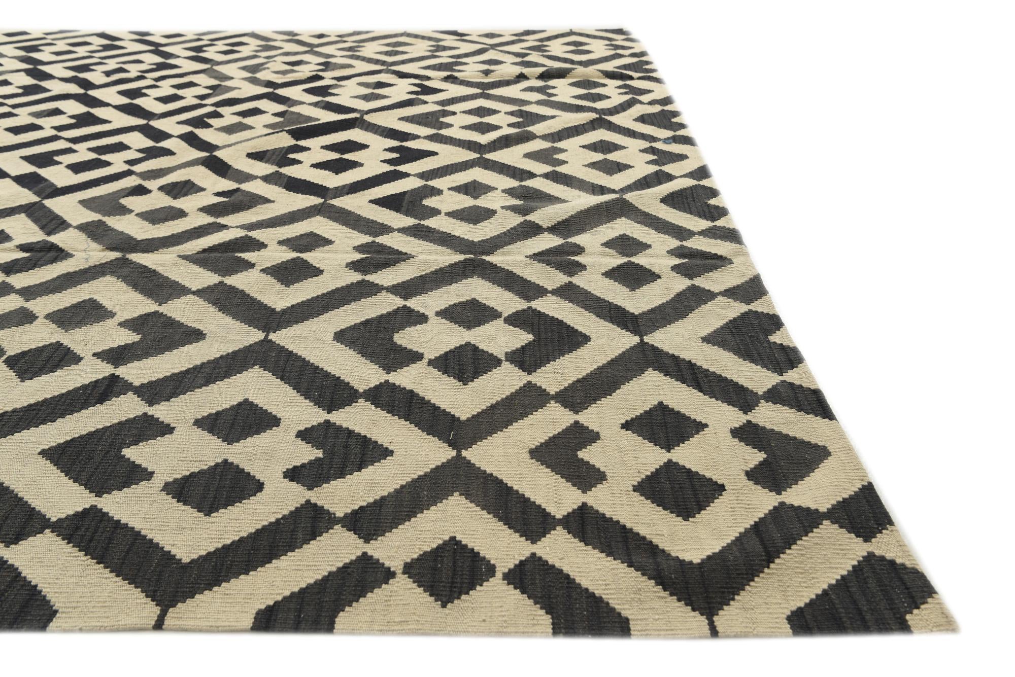 8' 6 x 11' 4 Hand Woven Kilim Modern Wool Rug