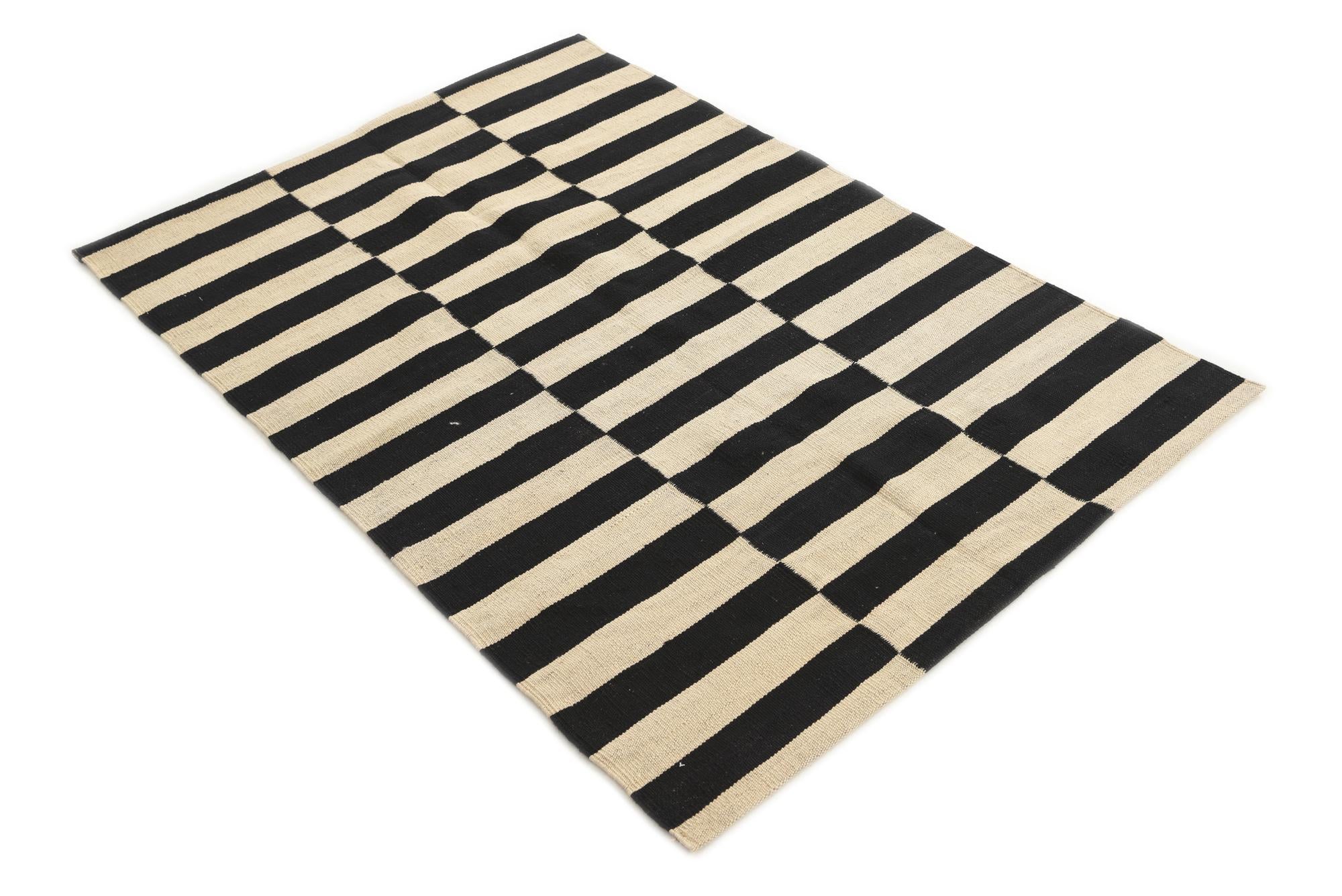 3' 4 x 4' 9 Hand Woven Kilim Modern Wool Rug