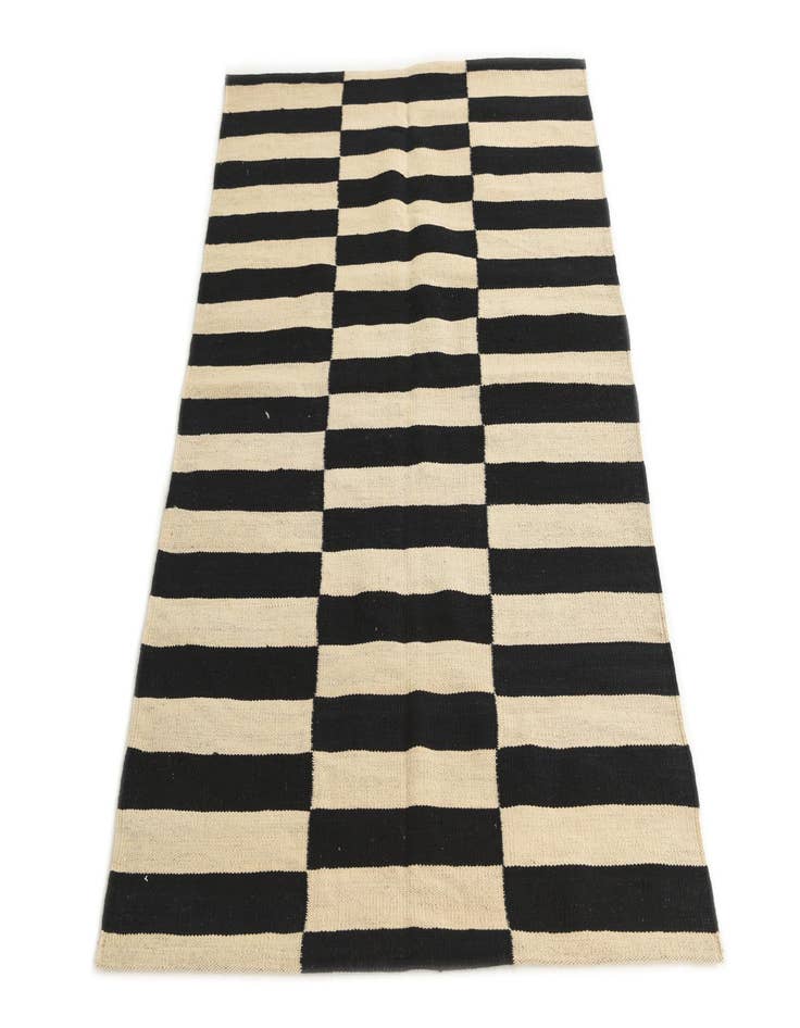 Detail image of 3' 4 x 4' 9  Hand Woven Kilim Modern Wool Rug