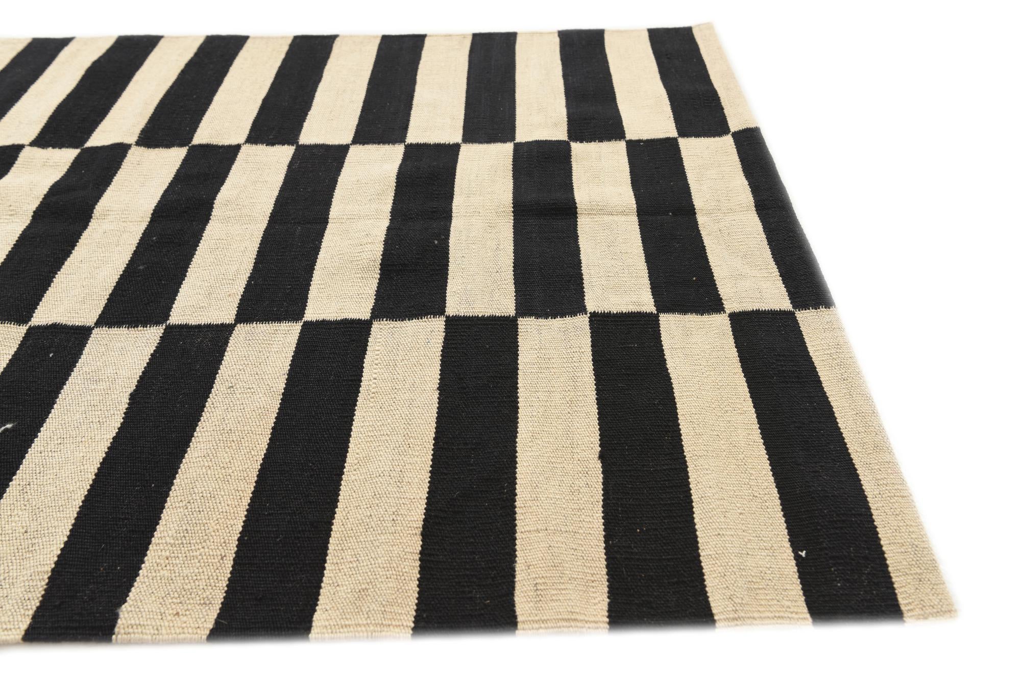 3' 4 x 4' 9 Hand Woven Kilim Modern Wool Rug