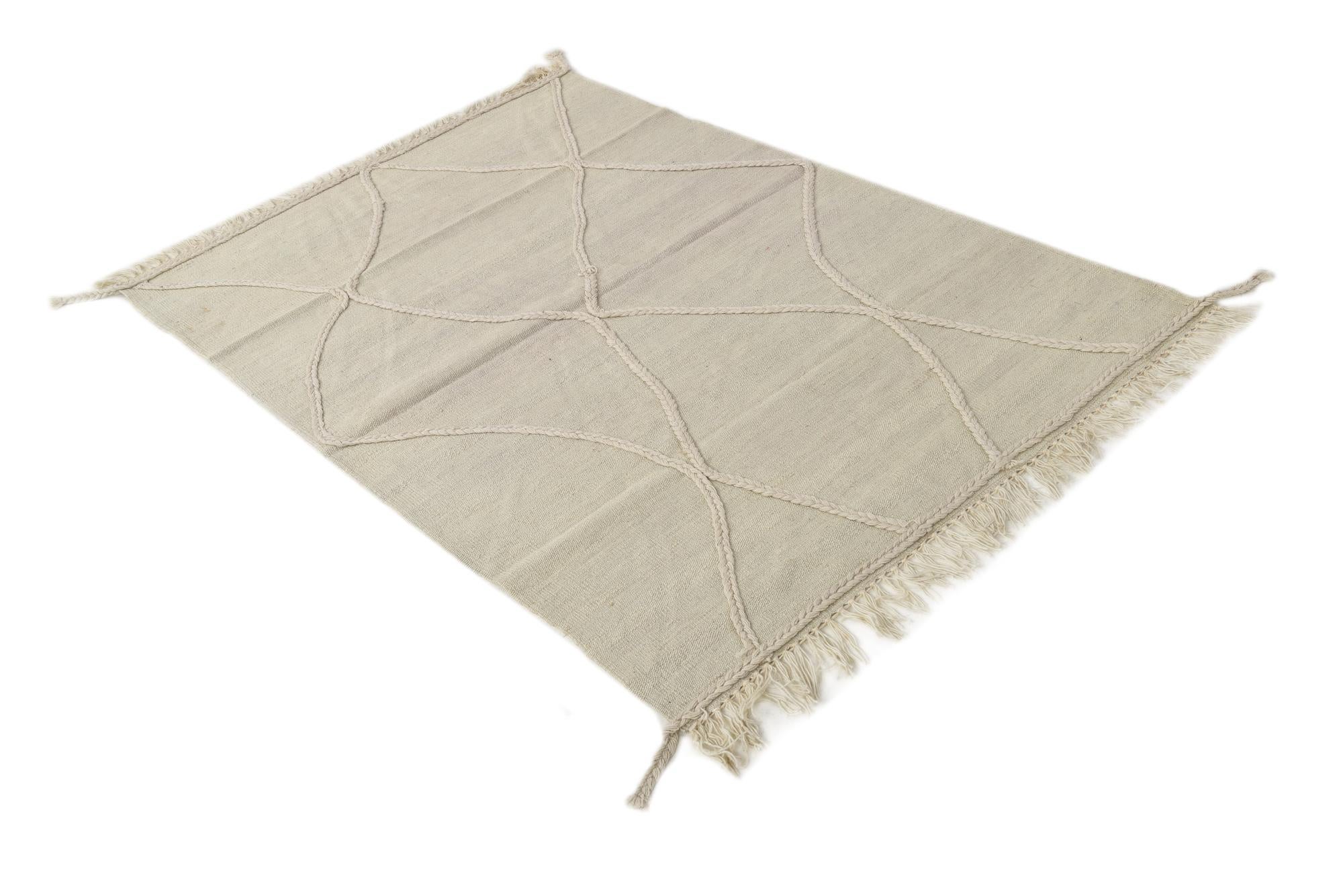 3' 6 x 5' 2 Hand Woven Kilim Modern Wool Rug