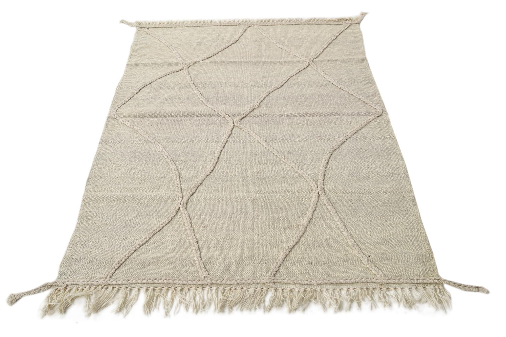 3' 6 x 5' 2 Hand Woven Kilim Modern Wool Rug
