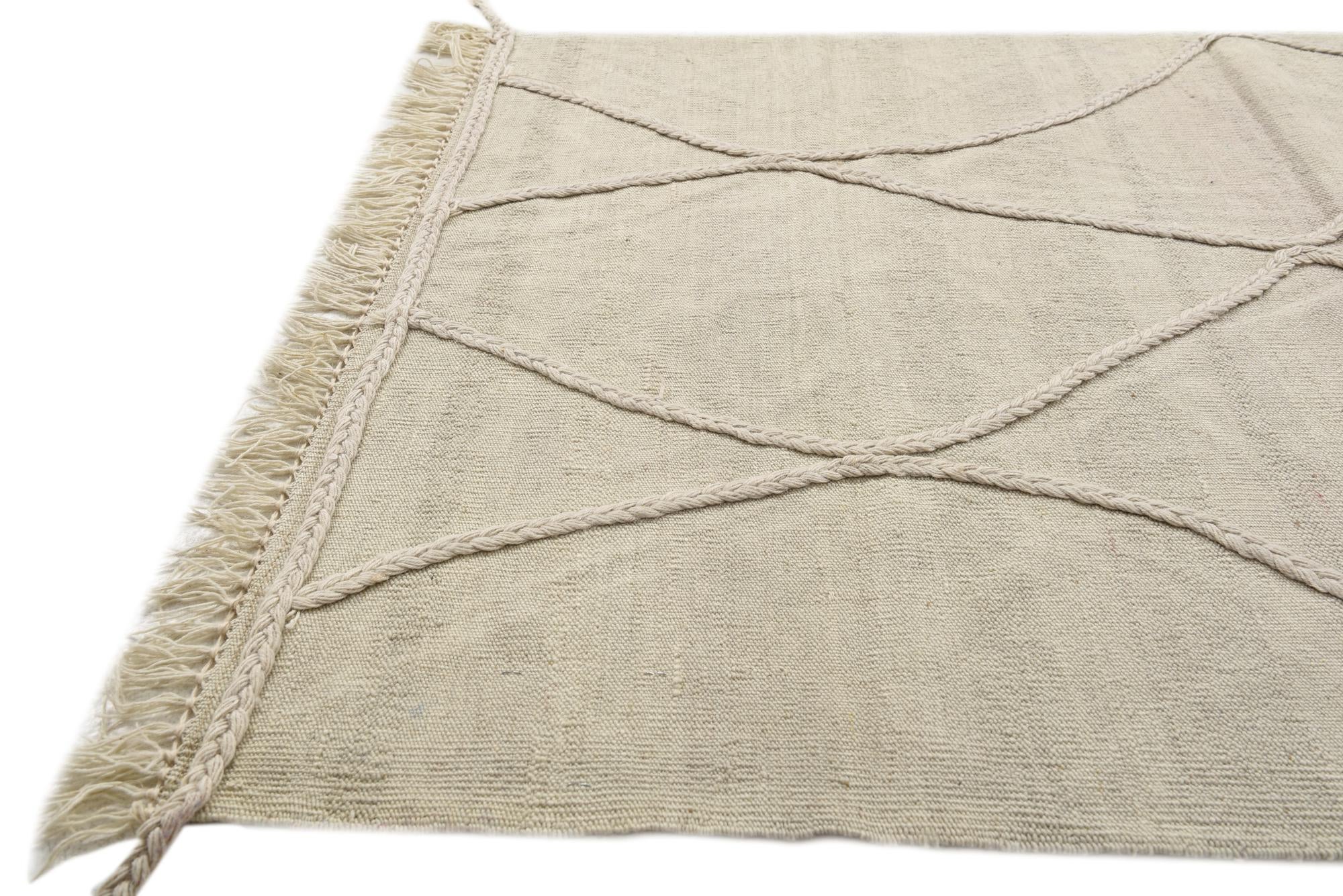 3' 6 x 5' 2 Hand Woven Kilim Modern Wool Rug