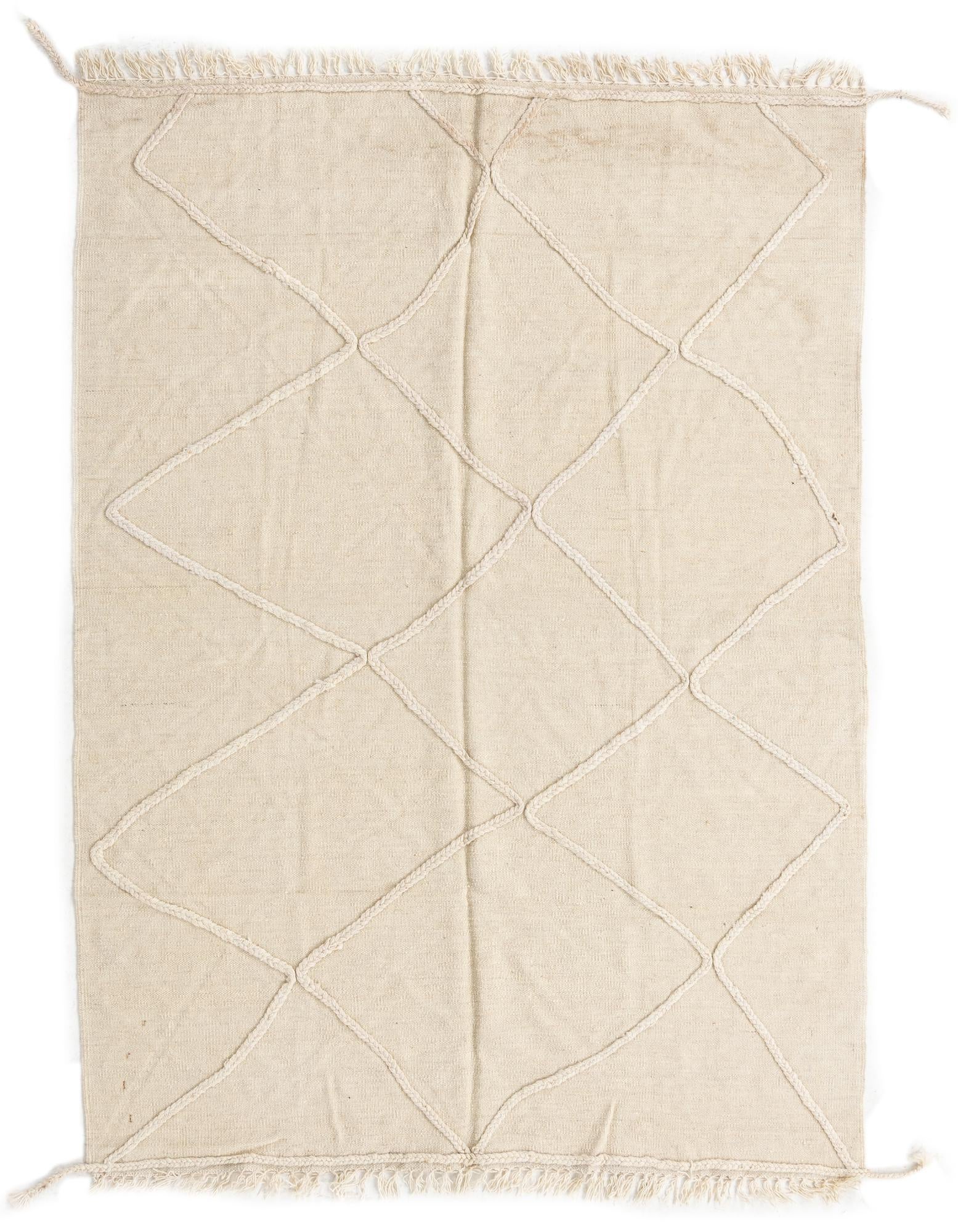 4' 7 x 6' 4 Hand Woven Kilim Modern Wool Rug