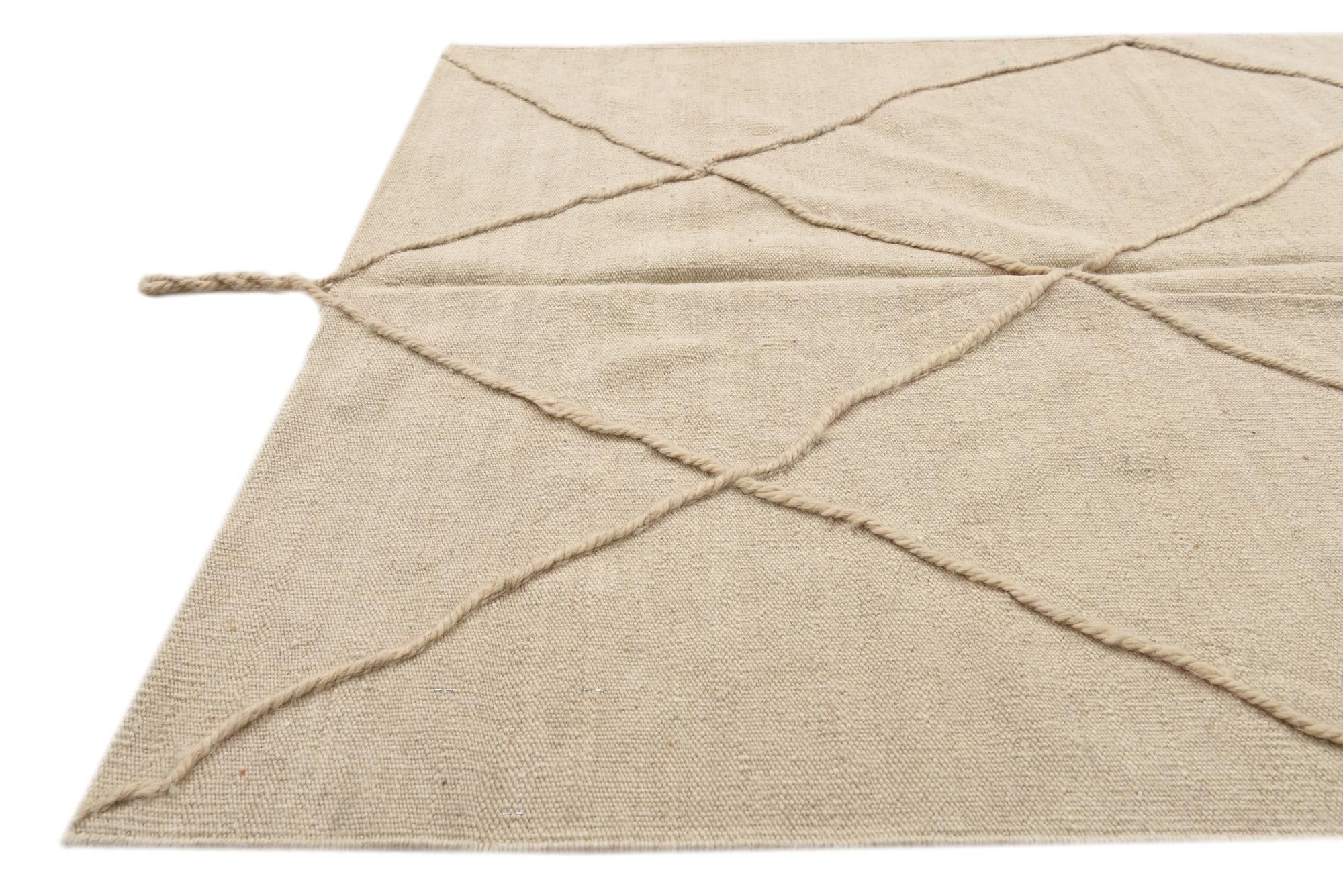 3' 5 x 5' Hand Woven Kilim Modern Wool Rug