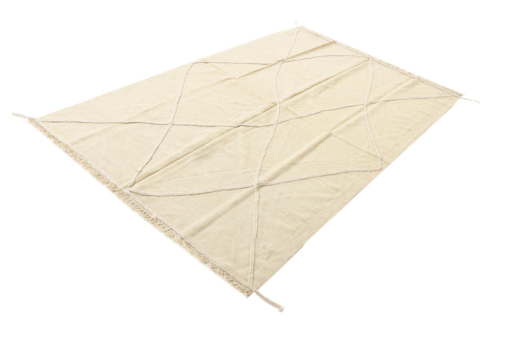 4' 8 x 7' 3 Hand Woven Kilim Modern Wool Rug