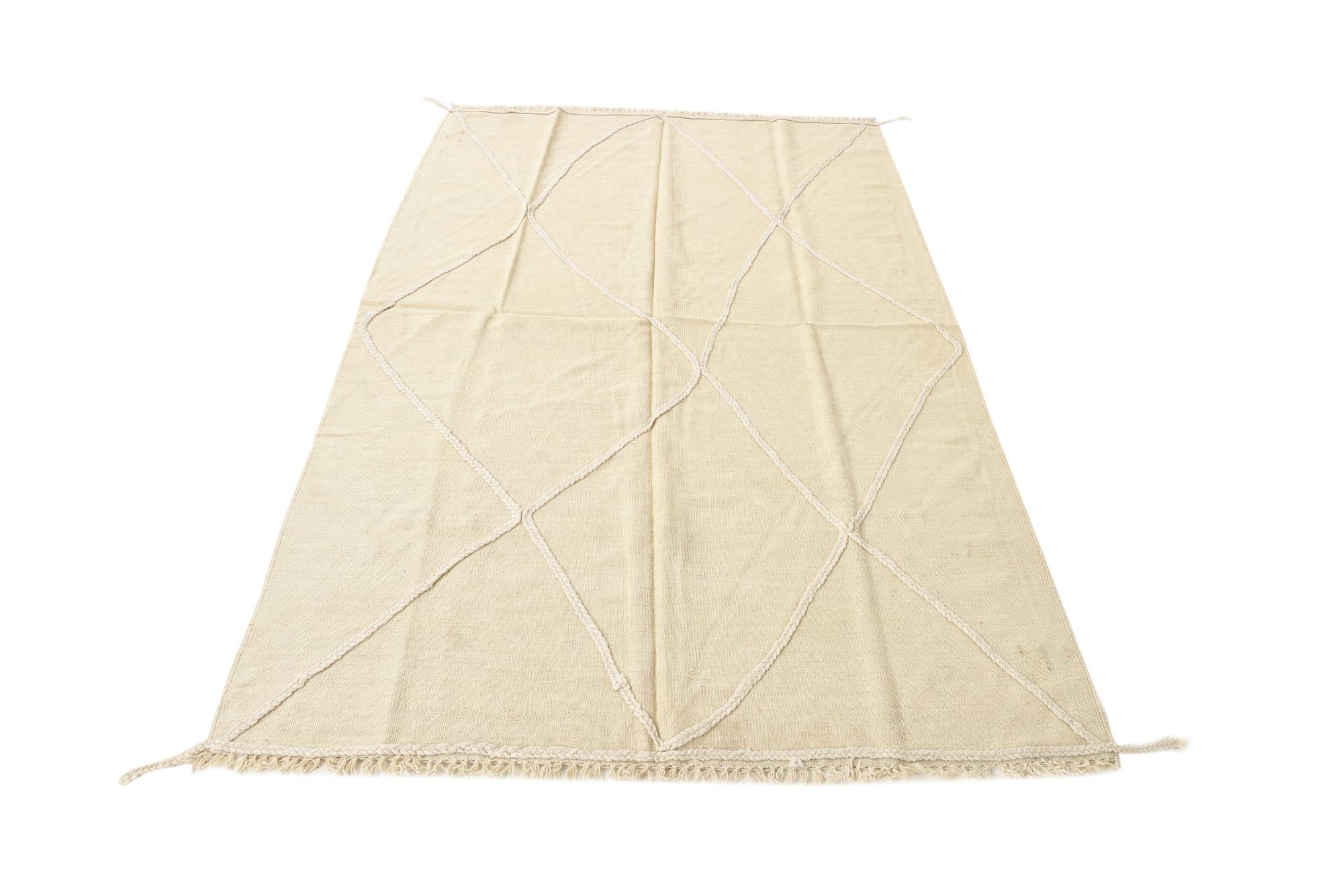 4' 8 x 7' 3 Hand Woven Kilim Modern Wool Rug