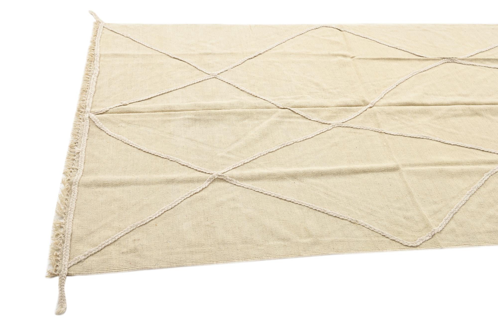 4' 8 x 7' 3 Hand Woven Kilim Modern Wool Rug