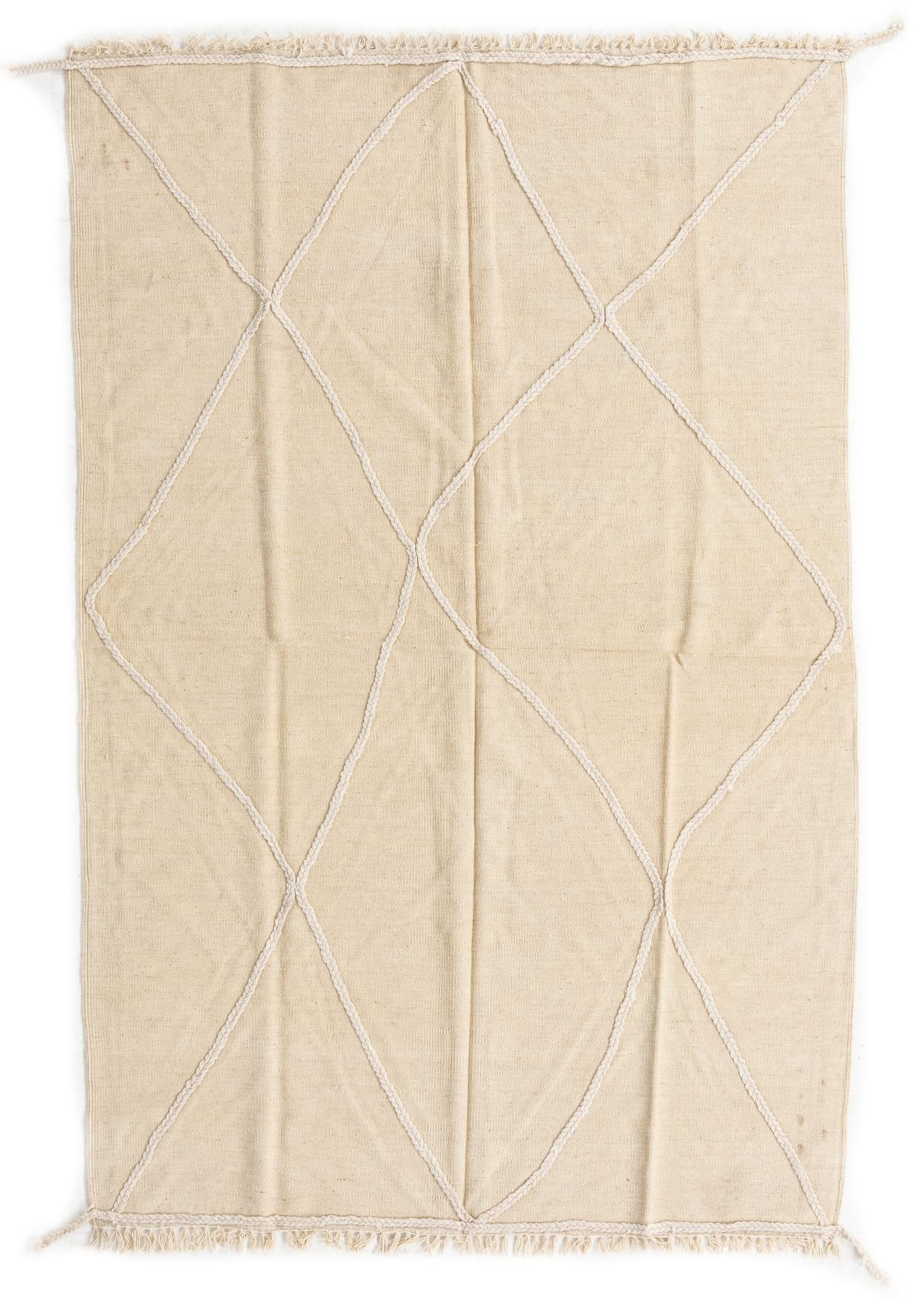 4' 8 x 7' 3 Hand Woven Kilim Modern Wool Rug