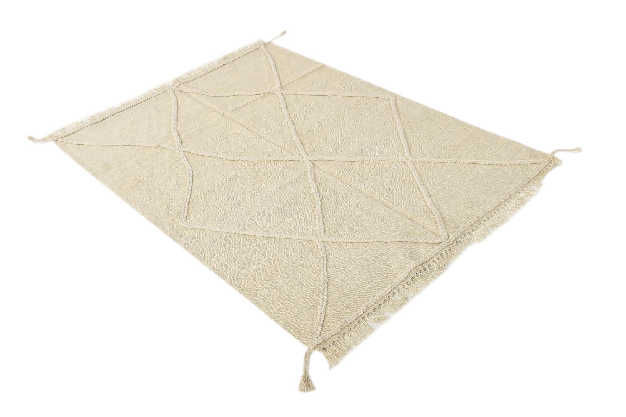 3' 5 x 4' 10 Hand Woven Kilim Modern Wool Rug