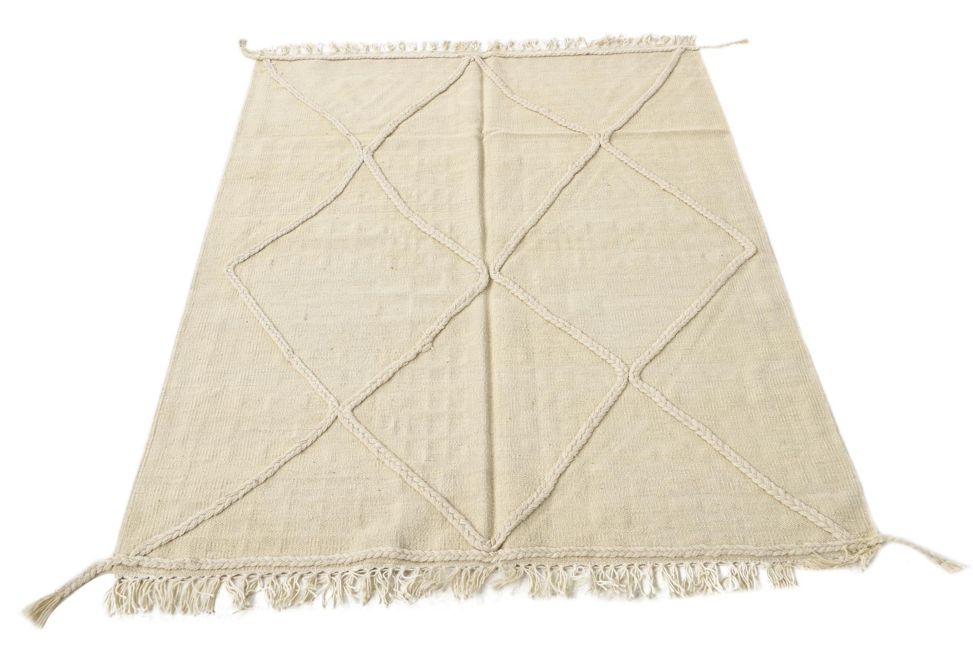 3' 5 x 4' 10 Hand Woven Kilim Modern Wool Rug