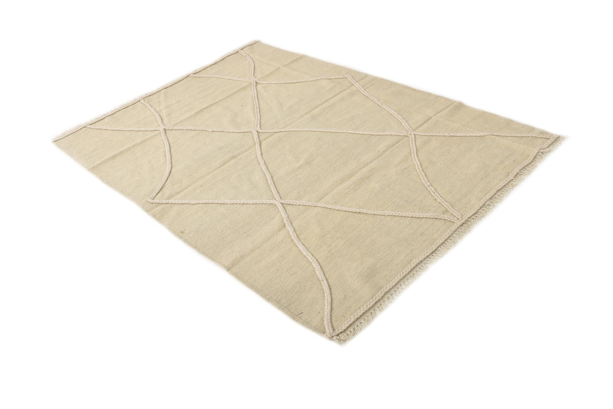 4' 2 x 5' 8 Hand Woven Kilim Modern Wool Rug
