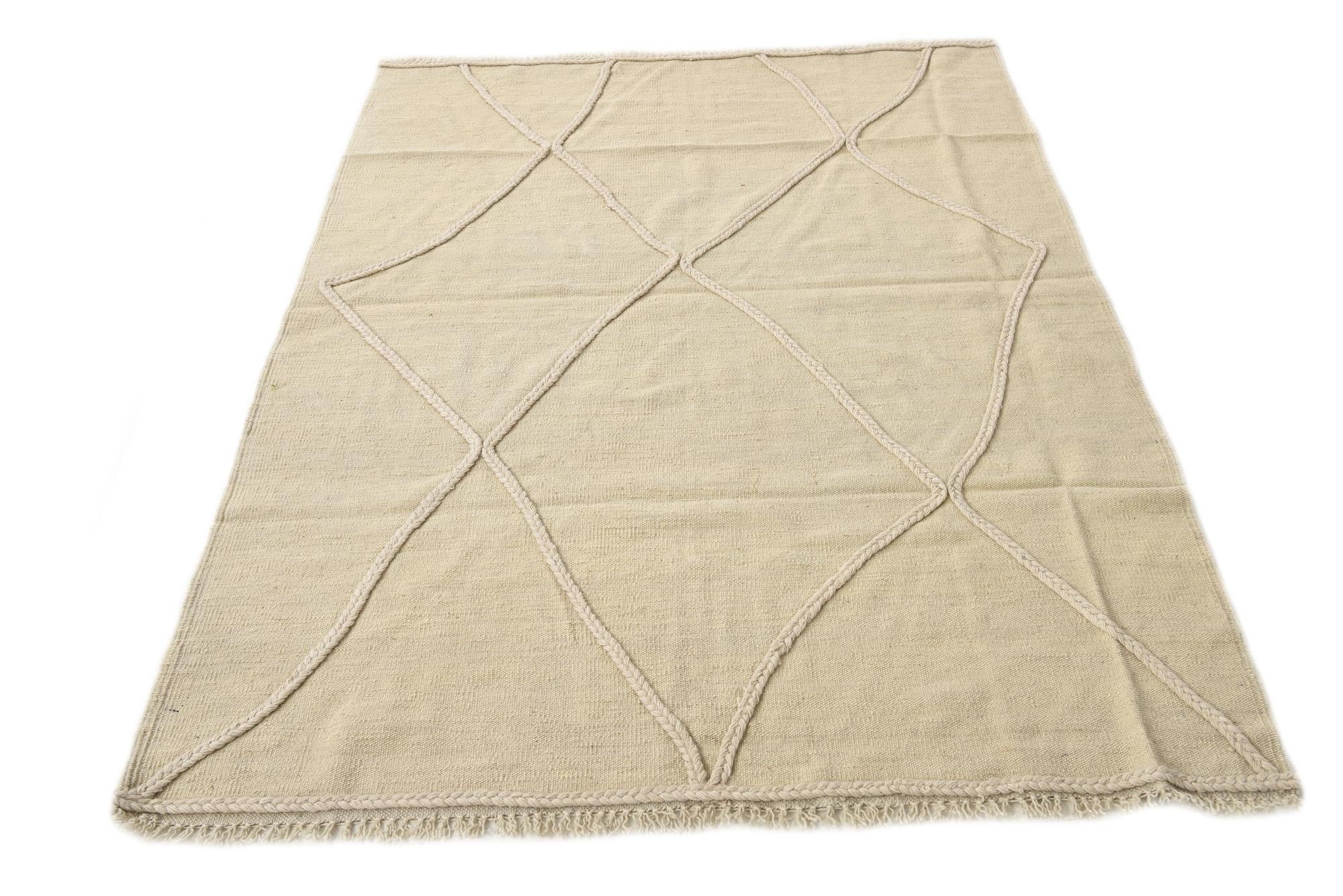 4' 2 x 5' 8 Hand Woven Kilim Modern Wool Rug