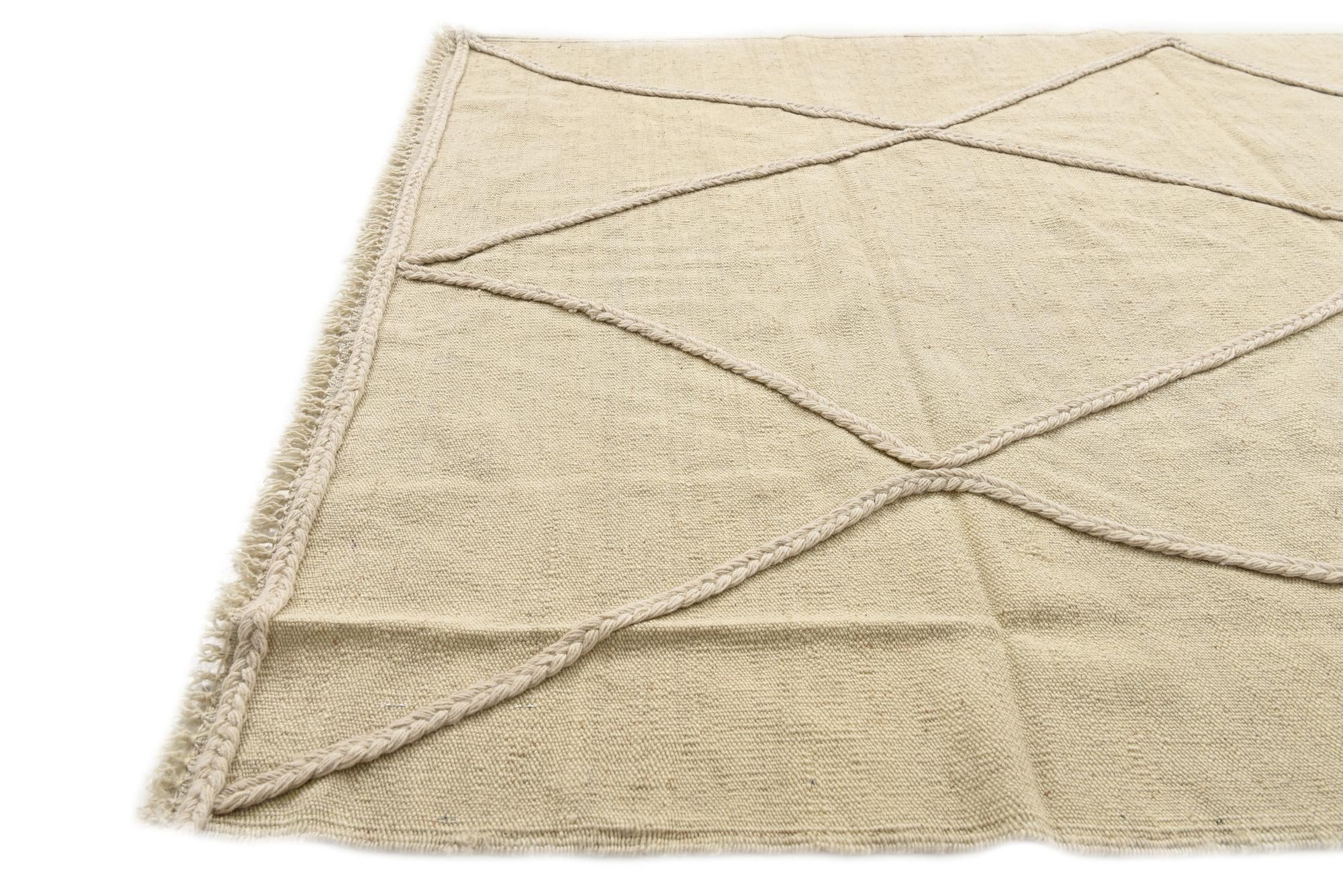 4' 2 x 5' 8 Hand Woven Kilim Modern Wool Rug