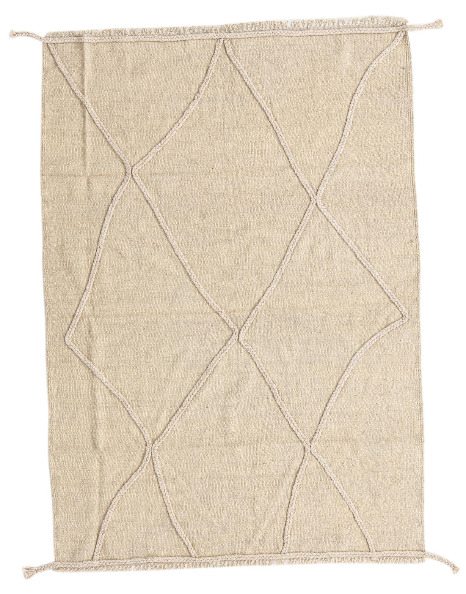 4' 2 x 5' 8 Hand Woven Kilim Modern Wool Rug