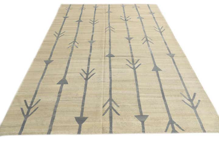 6' 9 x 9' 5 Hand Woven Kilim Modern Wool Rug