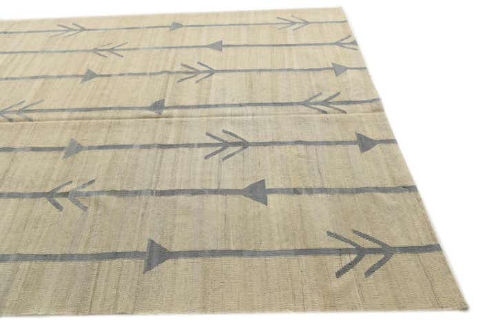 6' 9 x 9' 5 Hand Woven Kilim Modern Wool Rug