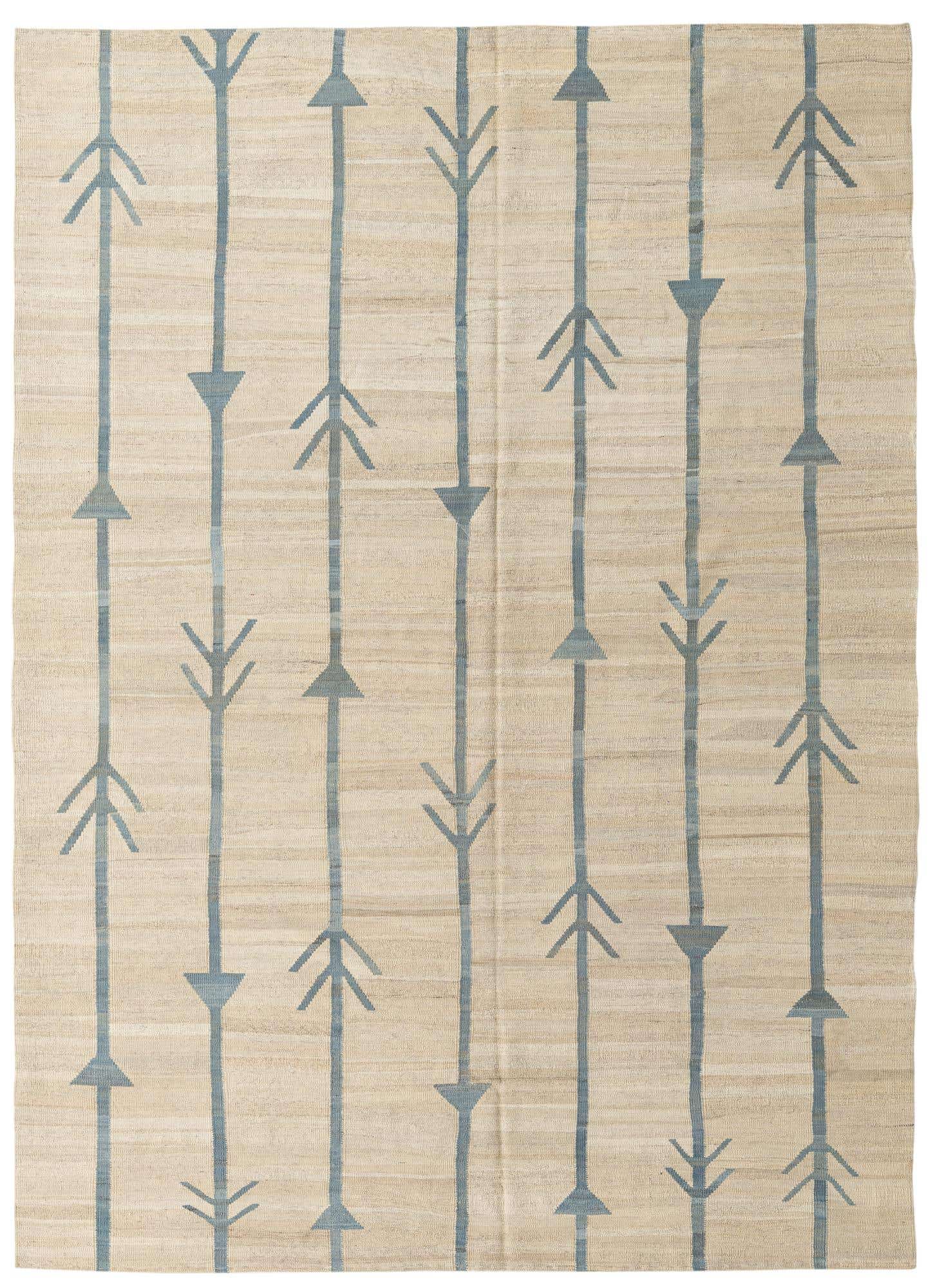 6' 9 x 9' 5 Hand Woven Kilim Modern Wool Rug