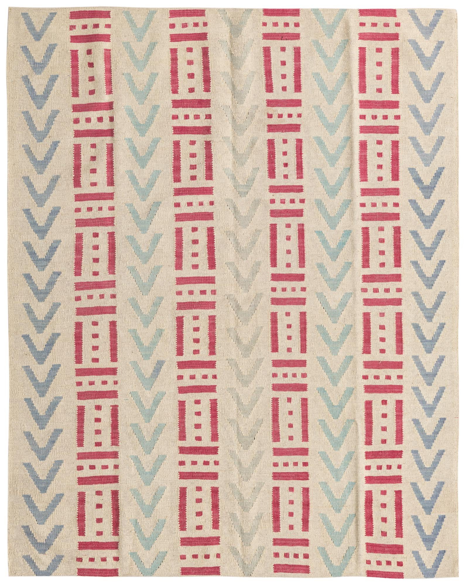 5' 1 x 6' 6 Hand Woven Kilim Modern Wool Rug