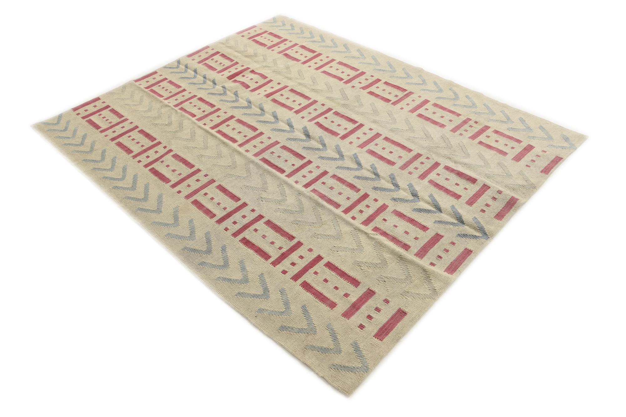 5' 2 x 6' 2 Hand Woven Kilim Modern Wool Rug