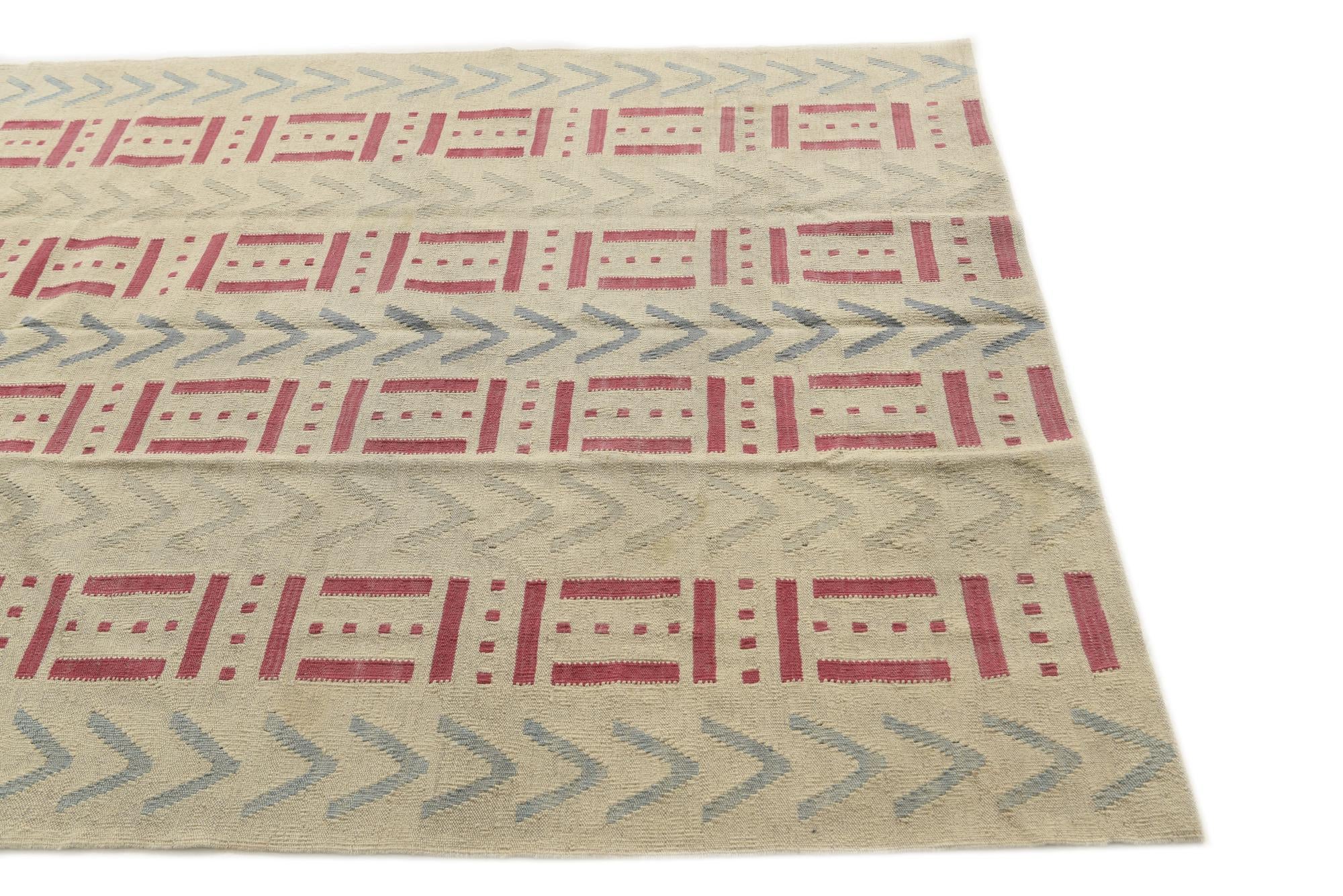 5' 2 x 6' 2 Hand Woven Kilim Modern Wool Rug