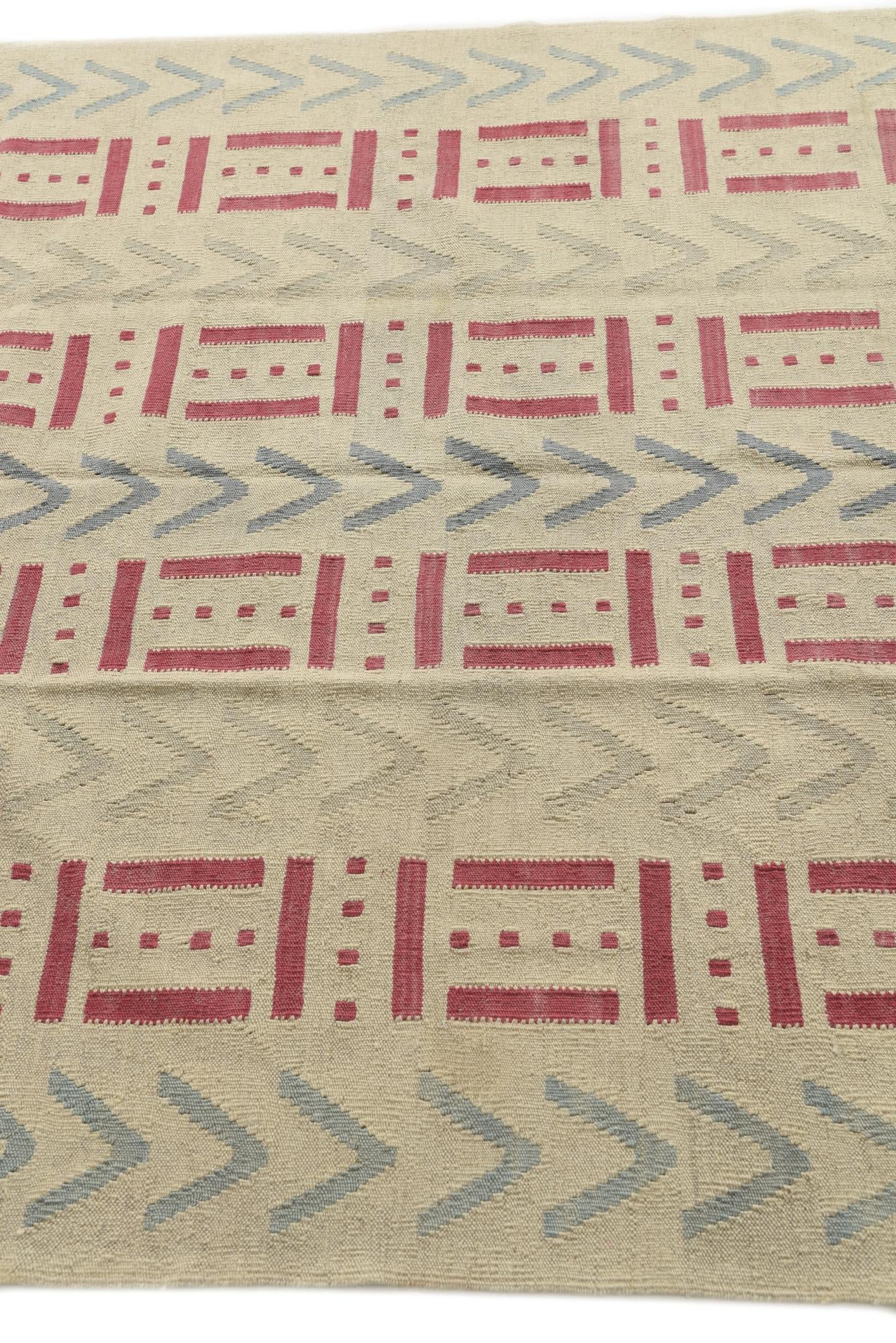 5' 2 x 6' 2 Hand Woven Kilim Modern Wool Rug