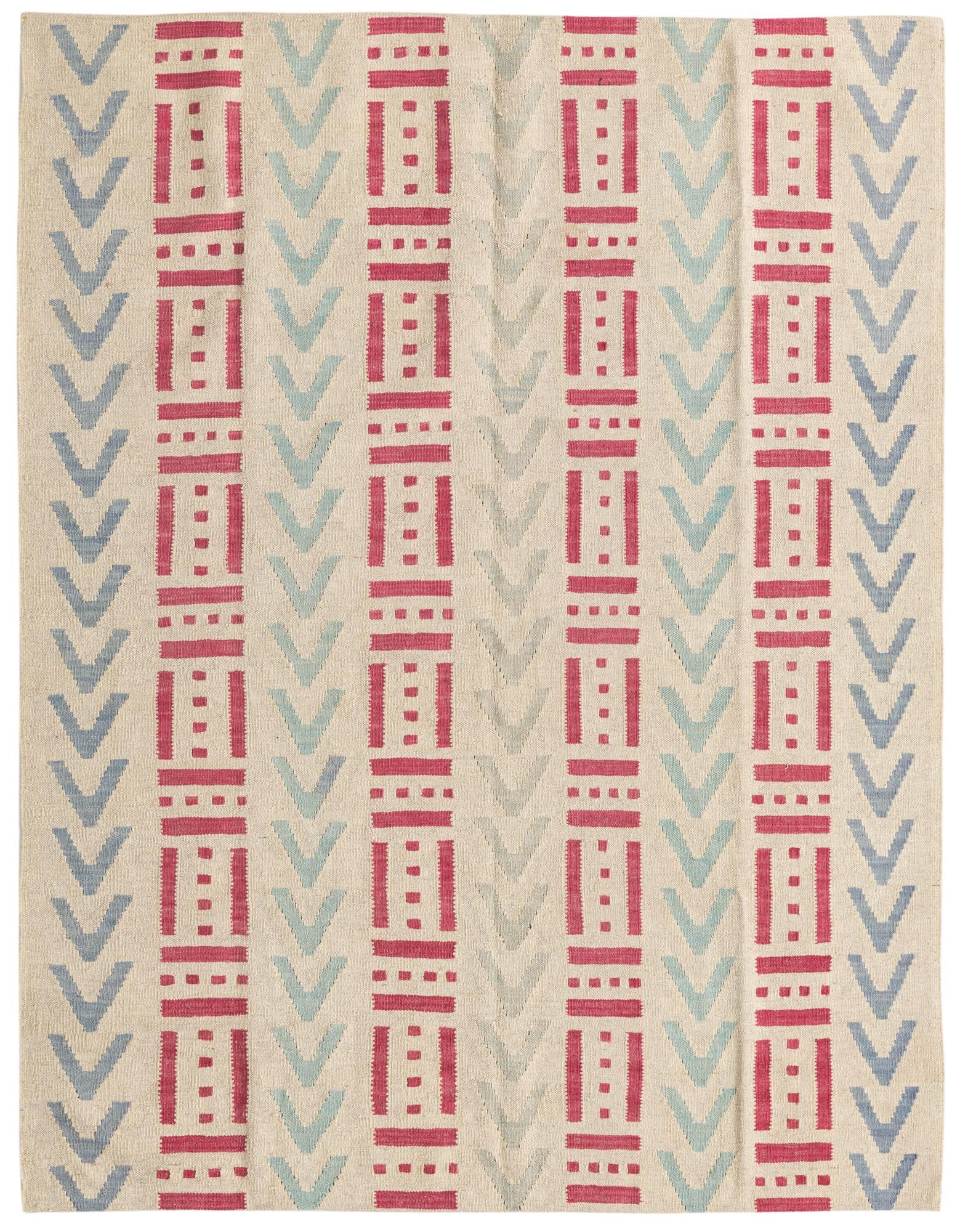 5' 2 x 6' 2 Hand Woven Kilim Modern Wool Rug