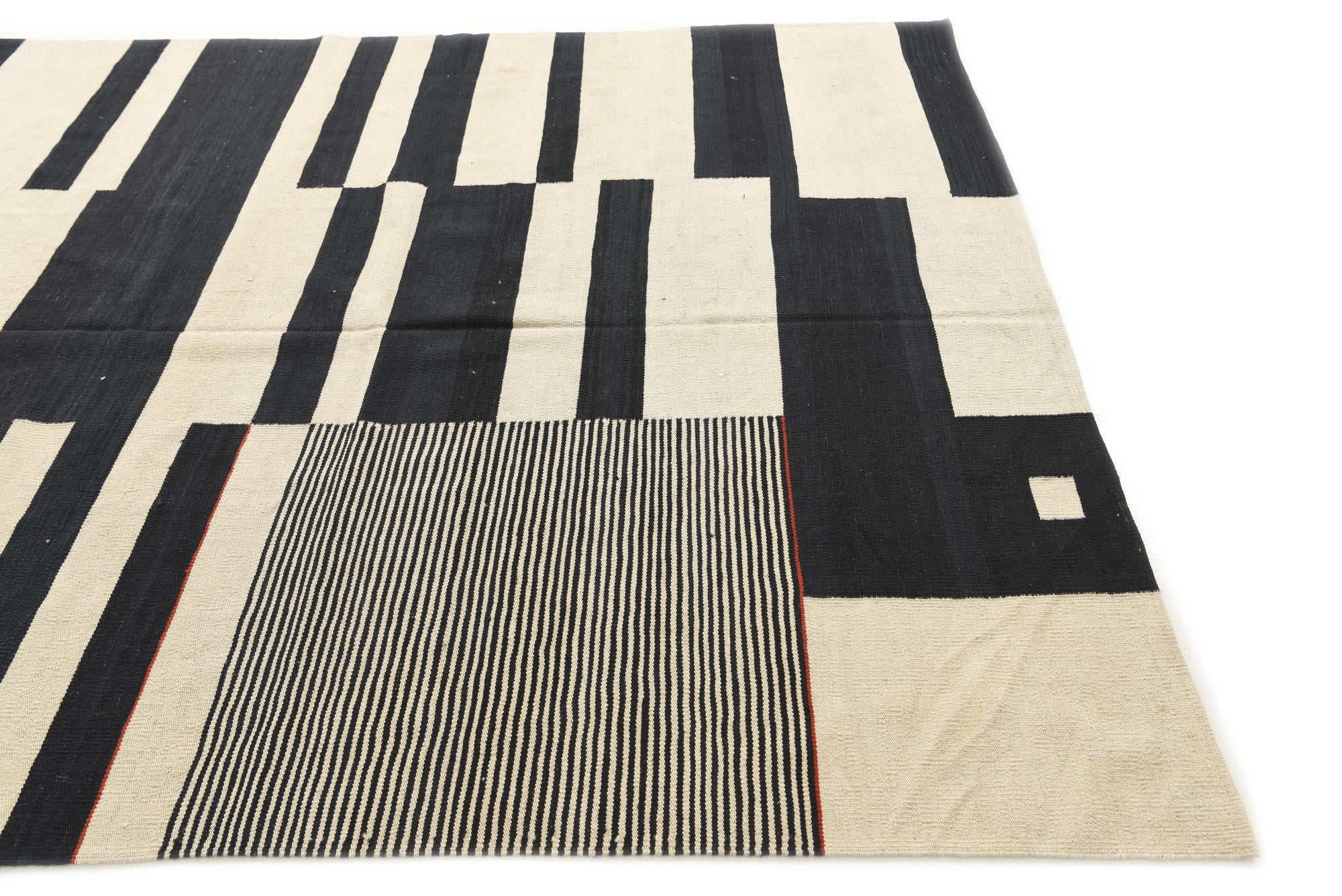6' 9 x 9' 7 Hand Woven Kilim Modern Wool Rug