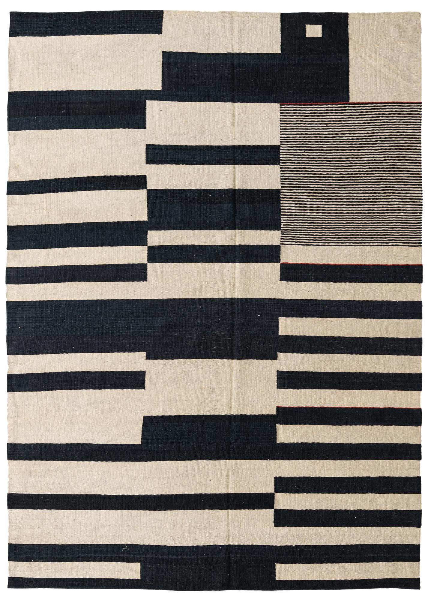 6' 9 x 9' 7 Hand Woven Kilim Modern Wool Rug