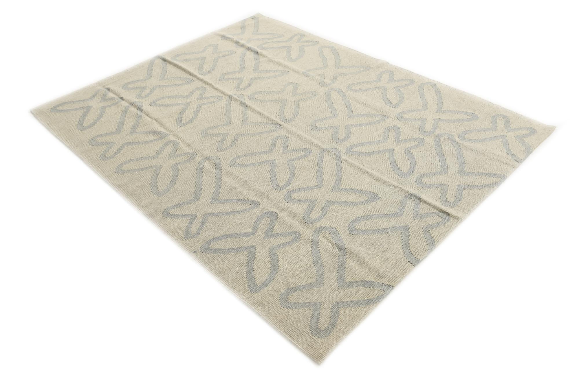 5' 1 x 6' 5 Hand Woven Kilim Modern Wool Rug