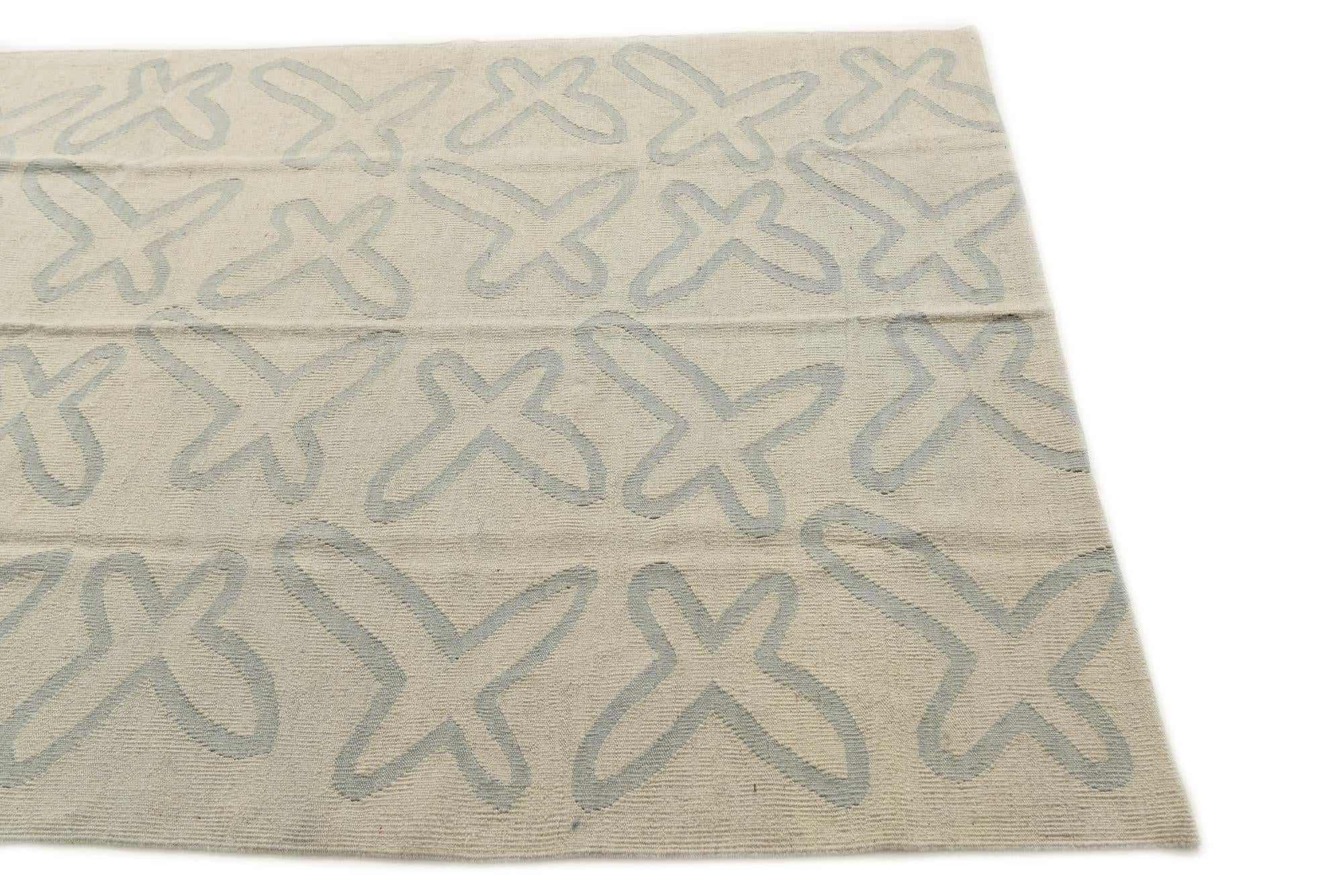 5' 1 x 6' 5 Hand Woven Kilim Modern Wool Rug