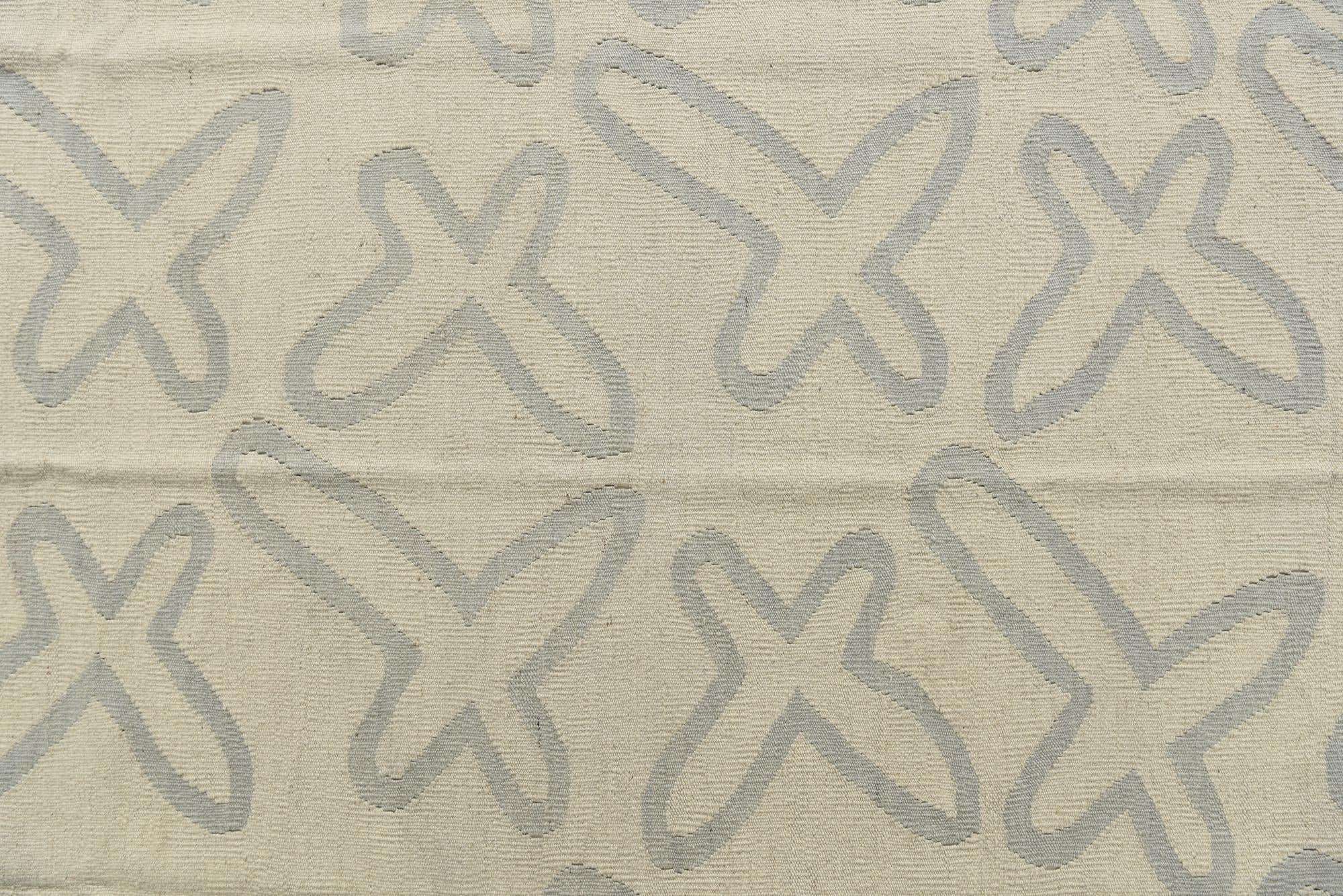 5' 1 x 6' 5 Hand Woven Kilim Modern Wool Rug