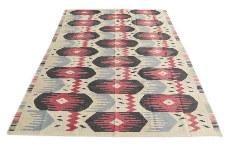 6' x 7' 9 Hand Woven Kilim Modern Wool Rug