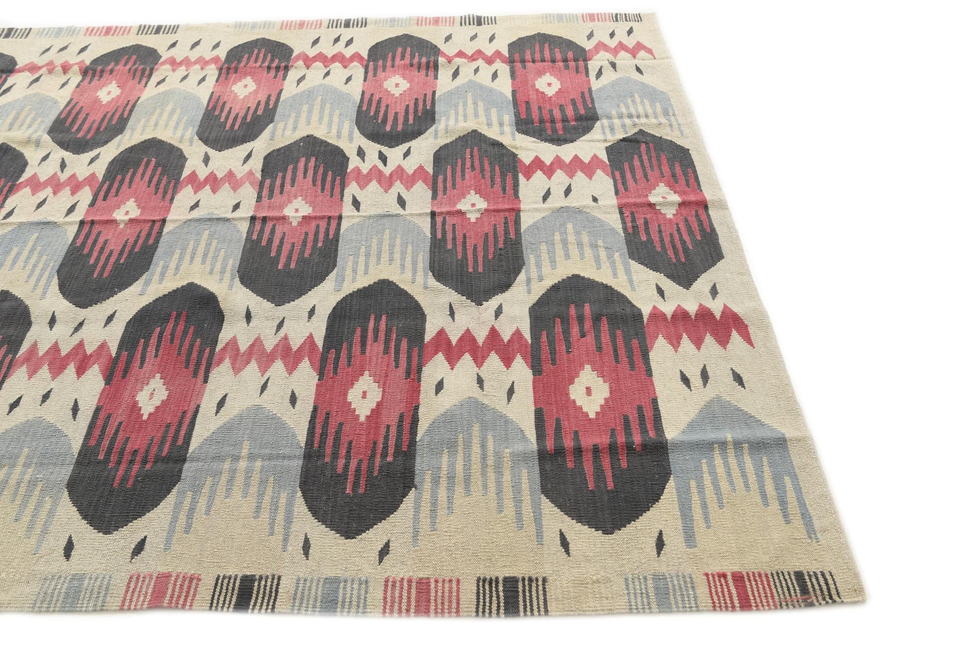 6' x 7' 9 Hand Woven Kilim Modern Wool Rug