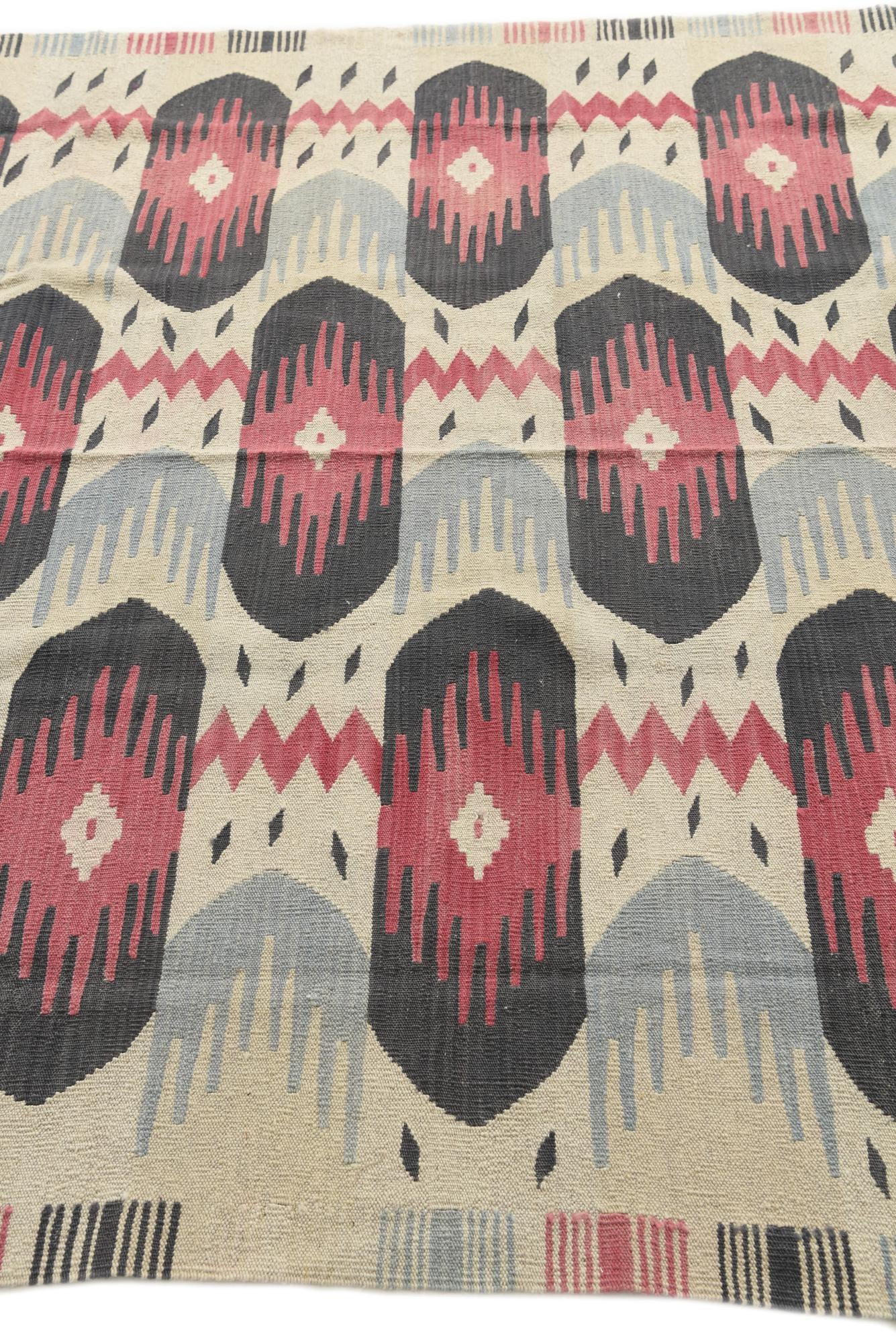 6' x 7' 9 Hand Woven Kilim Modern Wool Rug