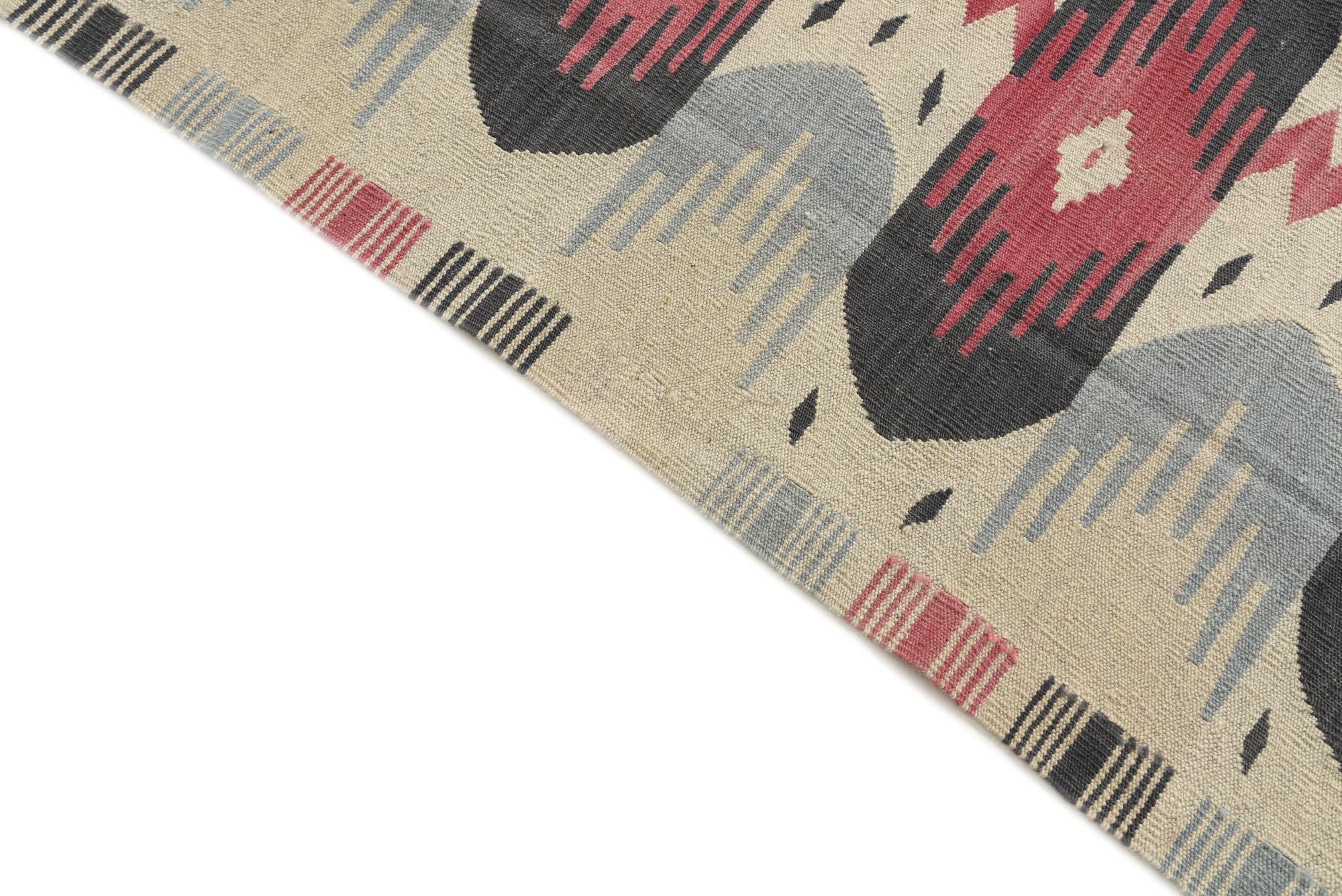 6' x 7' 9 Hand Woven Kilim Modern Wool Rug