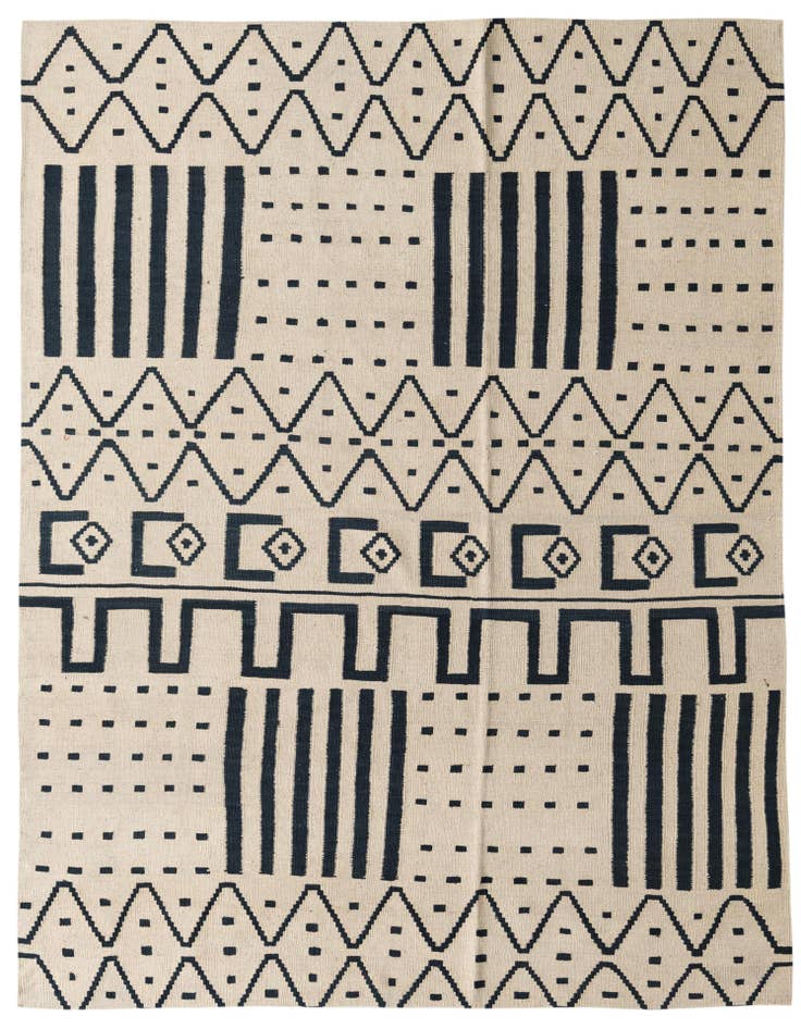 Detail image of 6' 1 x 8' 1 Hand Woven Kilim Modern Wool Rug