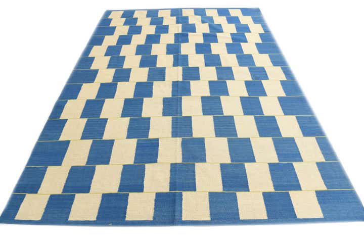 7' 2 x 9' 8 Hand Woven Kilim Modern Wool Rug
