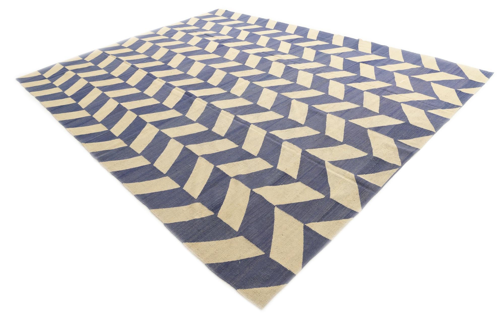 10' x 13' Hand Woven Kilim Modern Wool Rug