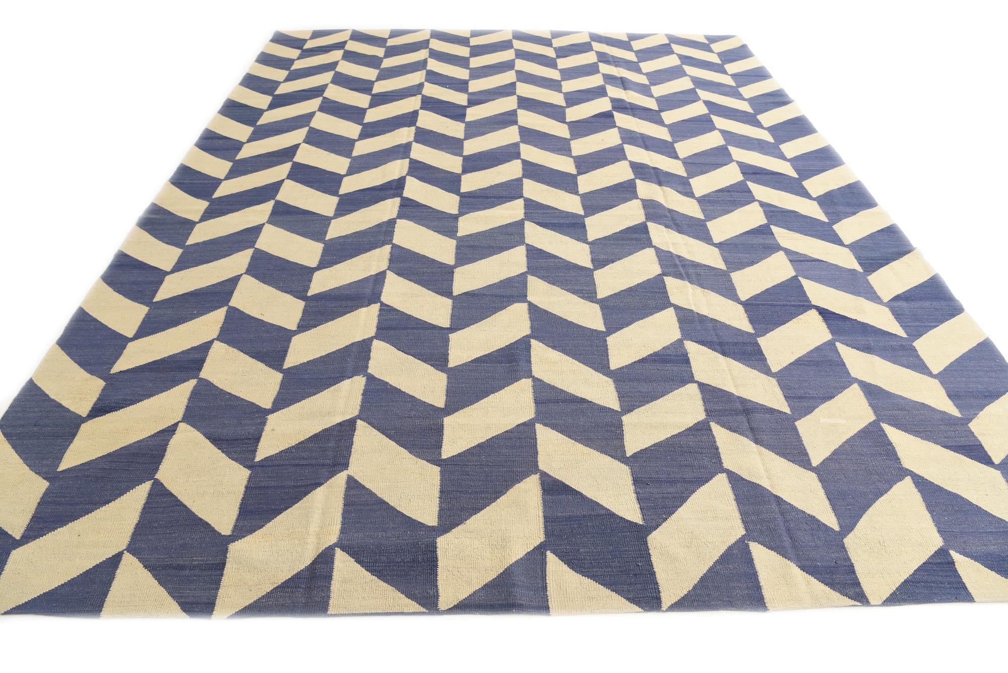 10' x 13' Hand Woven Kilim Modern Wool Rug