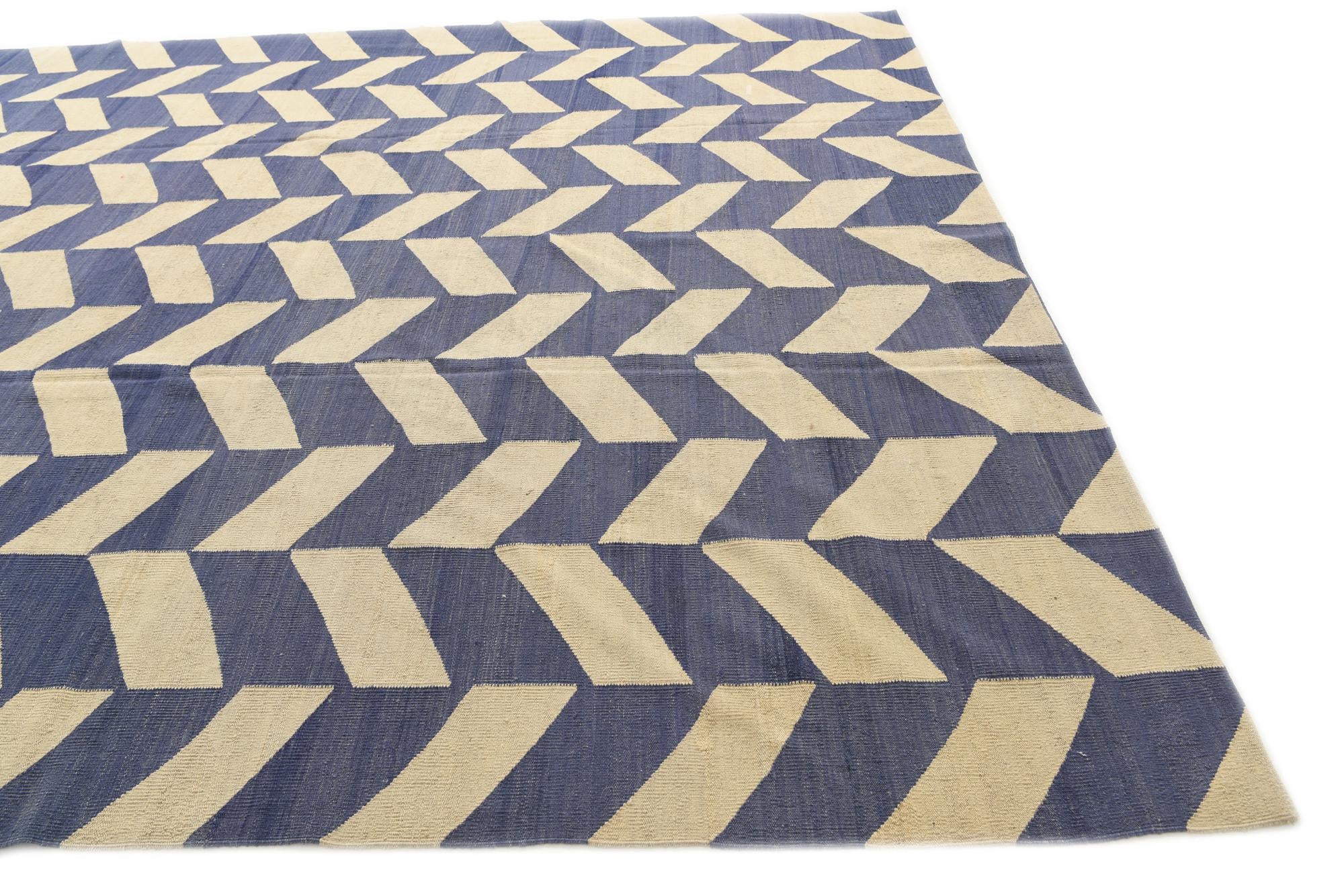 10' x 13' Hand Woven Kilim Modern Wool Rug