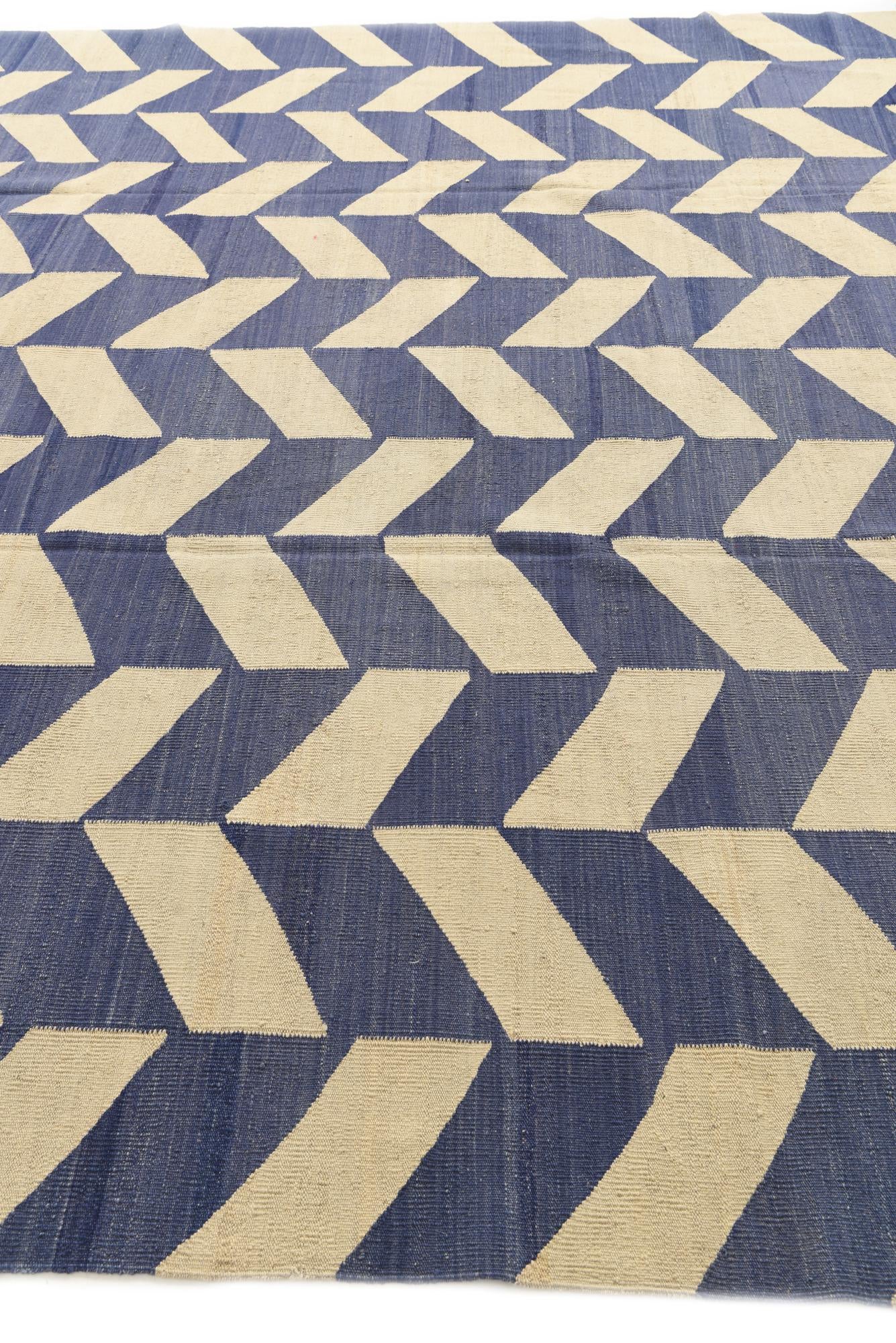 10' x 13' Hand Woven Kilim Modern Wool Rug