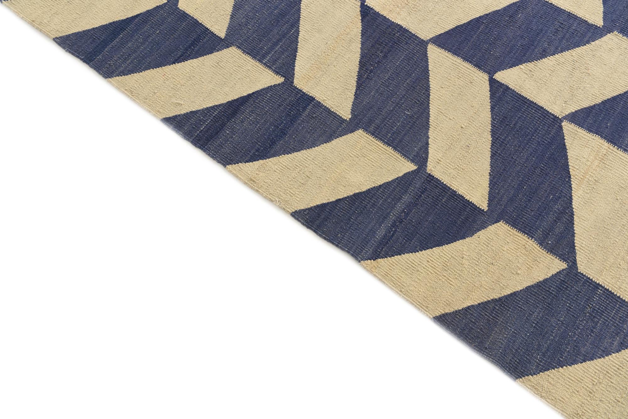 10' x 13' Hand Woven Kilim Modern Wool Rug
