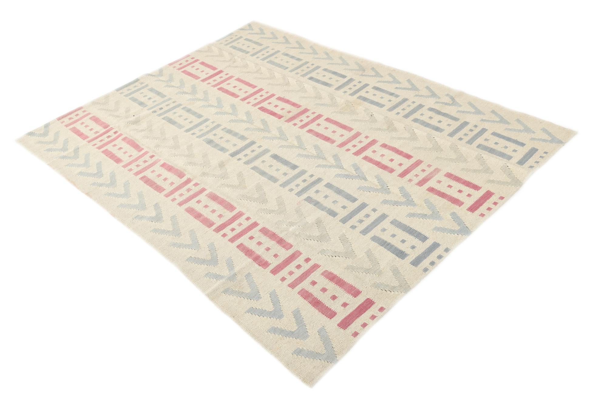 4' 10 x 6' 5 Hand Woven Kilim Modern Wool Rug