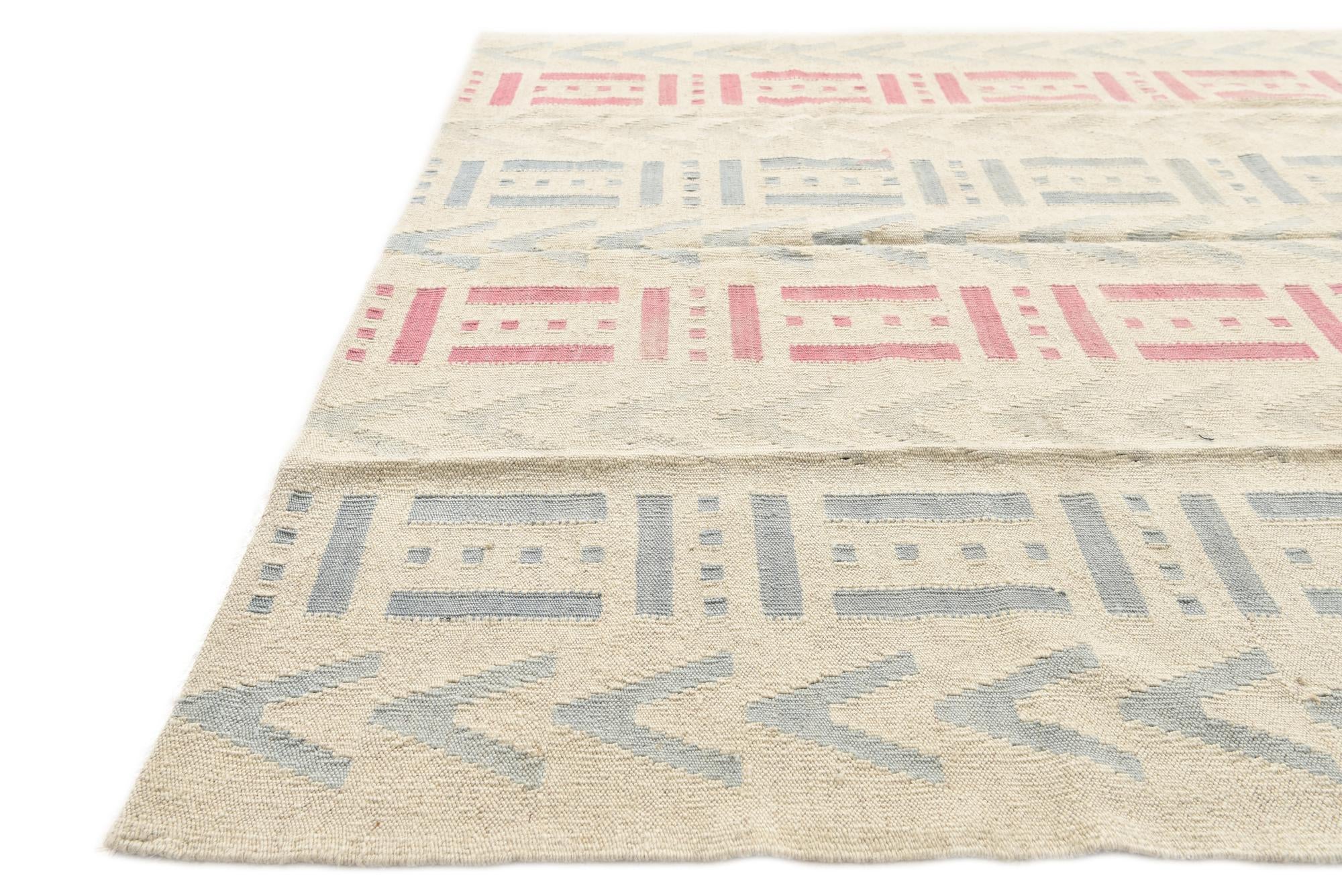 4' 10 x 6' 5 Hand Woven Kilim Modern Wool Rug