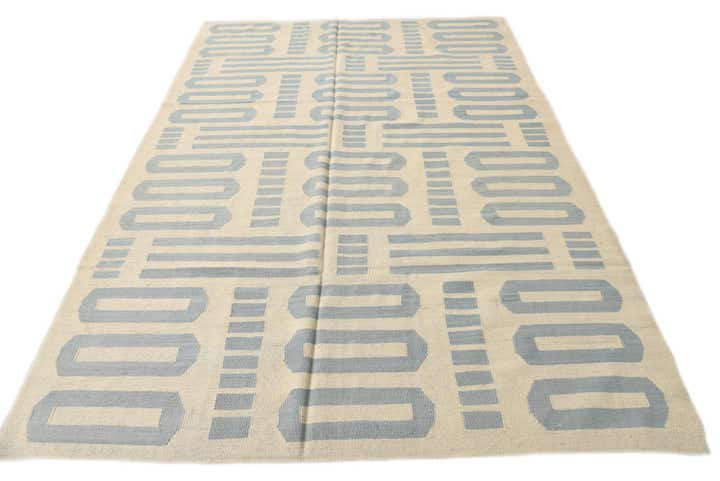 6' 9 x 9' 6 Hand Woven Kilim Modern Wool Rug
